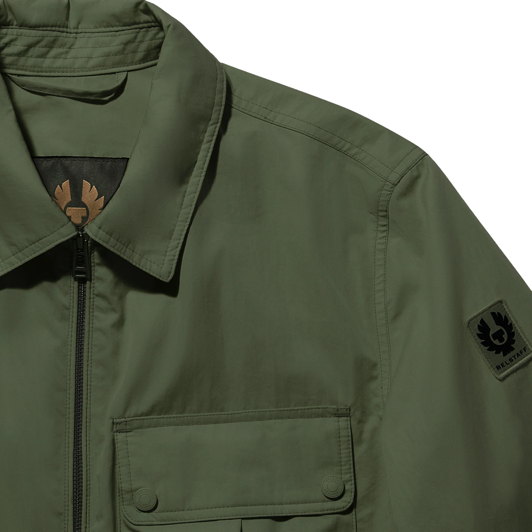Mens Belstaff Surplus Green Drome Zip Overshirt - Image 2