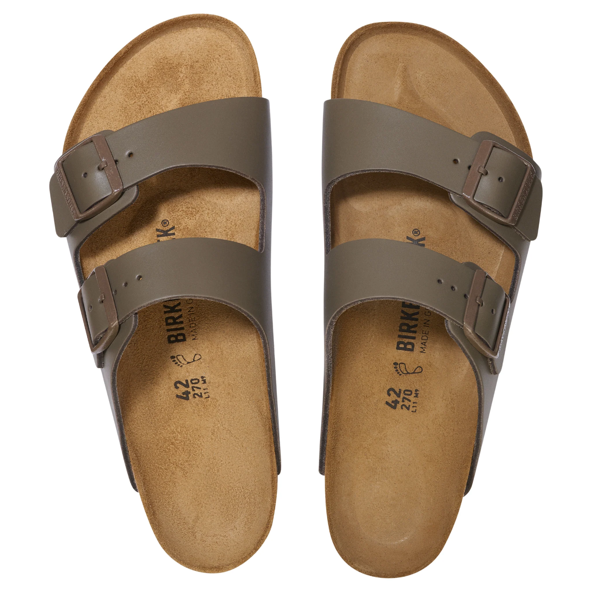 Mens Birkenstock Concrete Grey Arizona Leather Sandals - Image 3