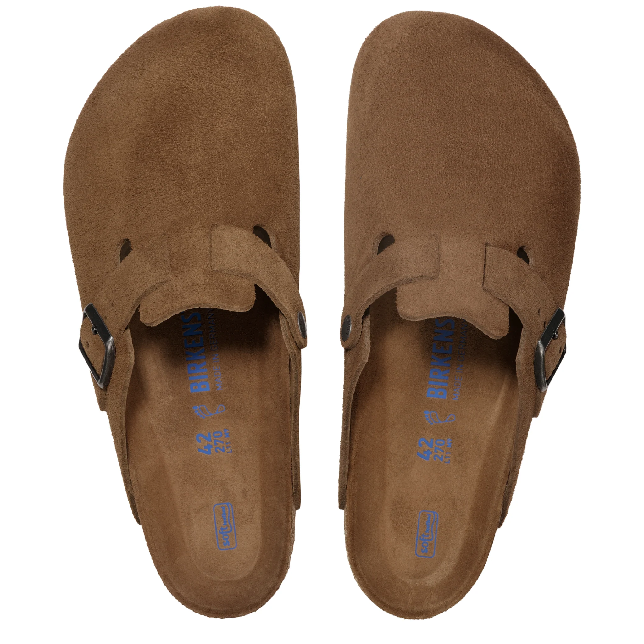 Mens Birkenstock Dark Tea Boston Suede Soft Footbed Clogs - Image 3