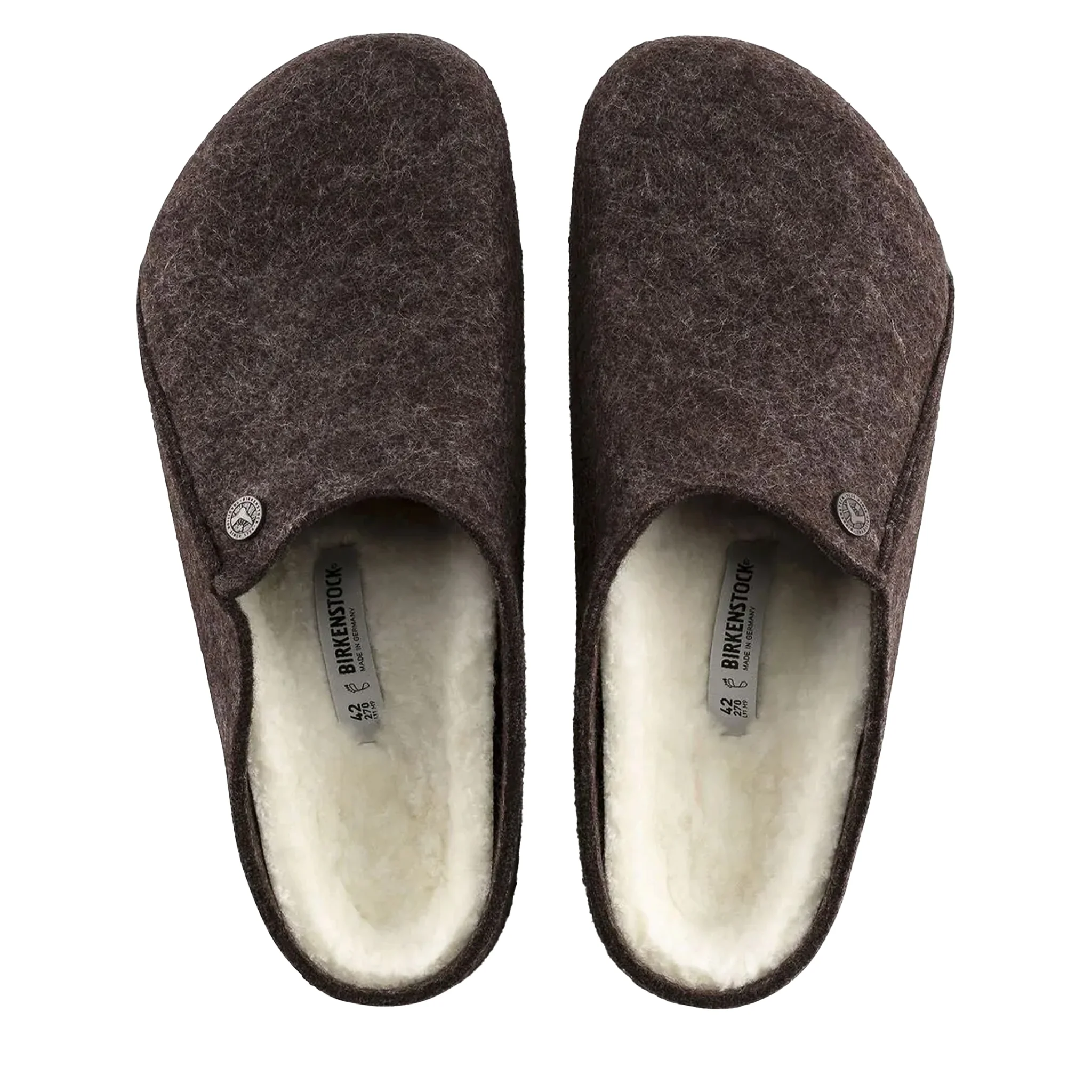 Mens Birkenstock Mocha Felt Zermatt Shearling Slippers - Image 3