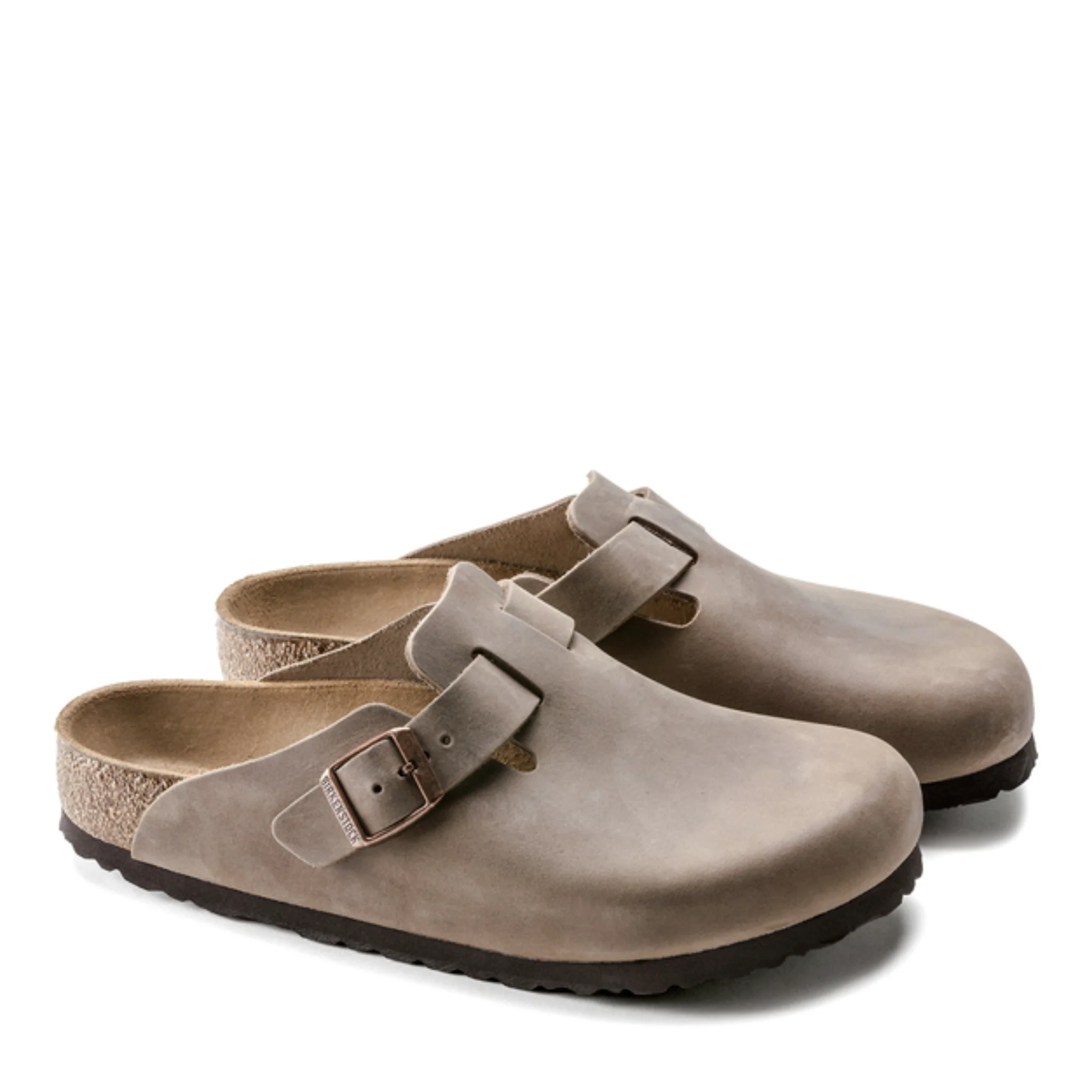 Mens Birkenstock Tabacco Brown Boston Waxy Leather Clogs - Image 2