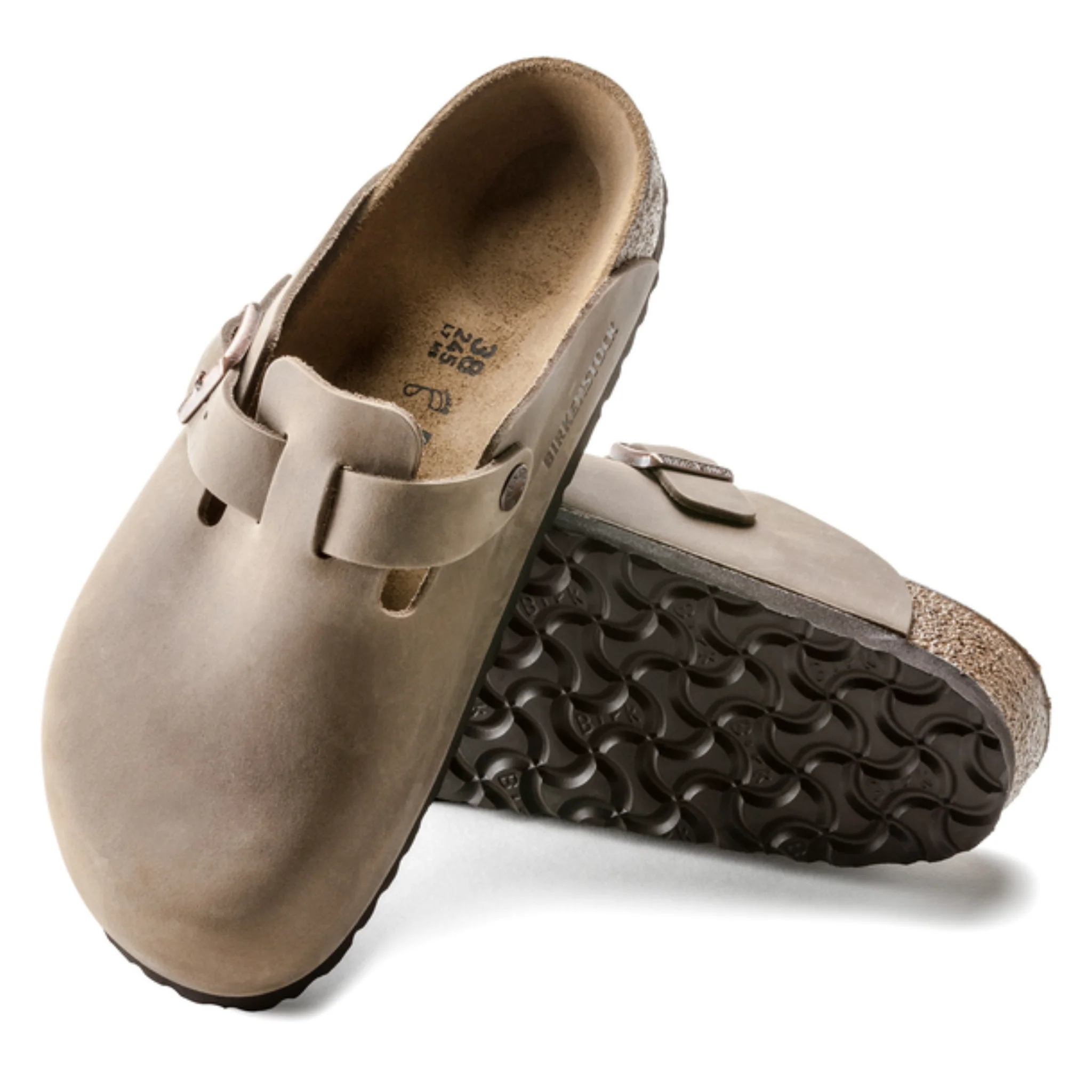 Mens Birkenstock Tabacco Brown Boston Waxy Leather Clogs - Image 3