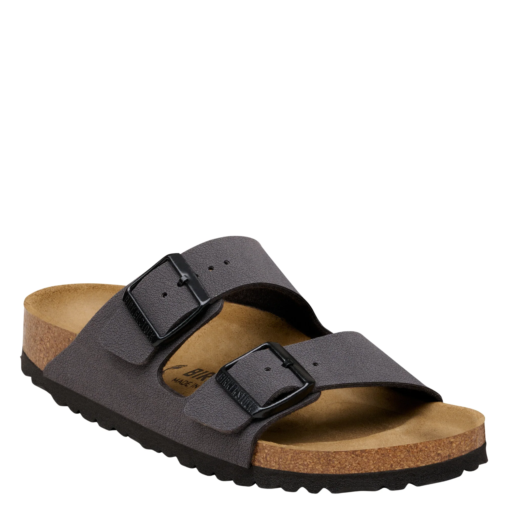 Mens Birkenstock Velvet Gray/Black Arizona Birkibuc Sandals - Image 2