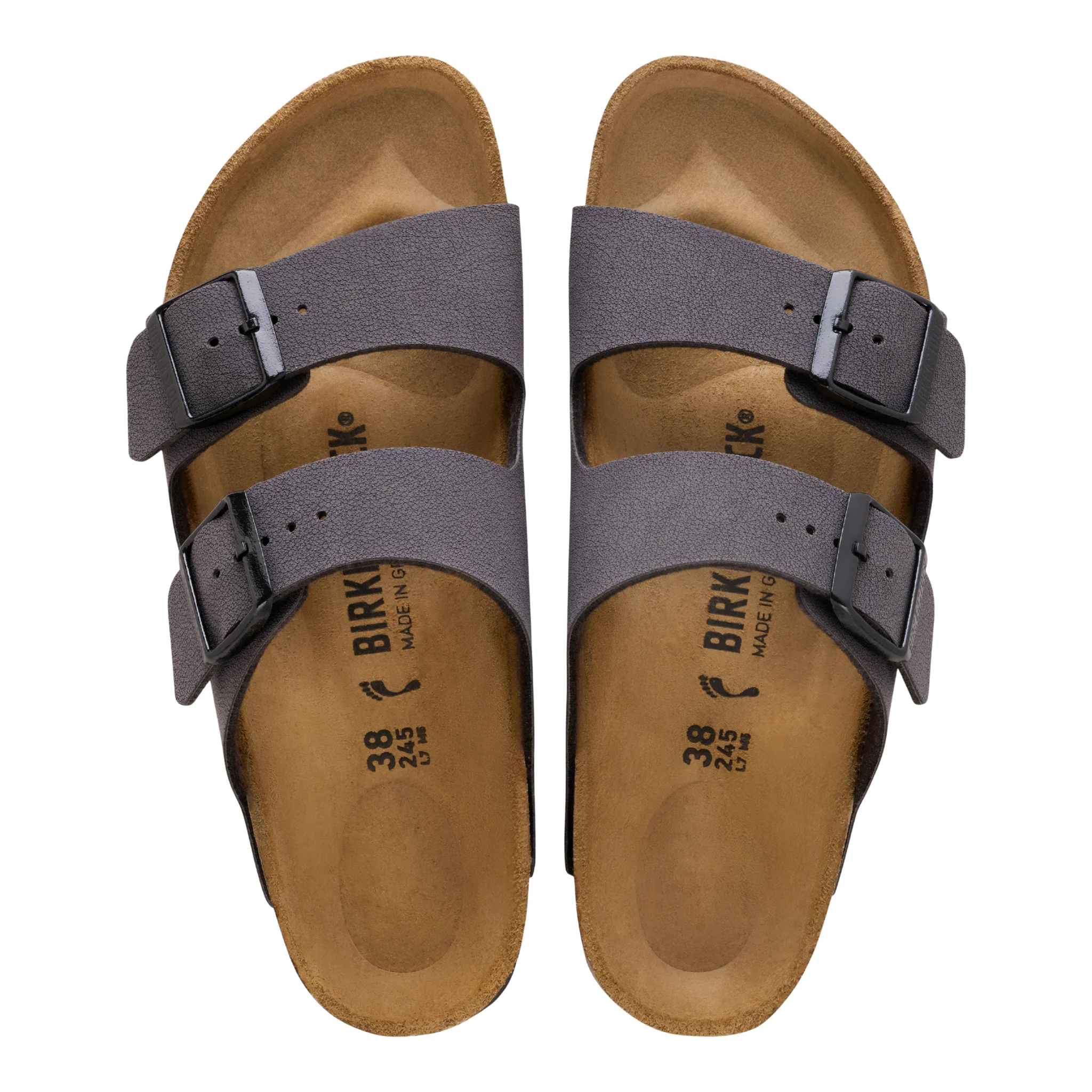 Mens Birkenstock Velvet Gray/Black Arizona Birkibuc Sandals - Image 3