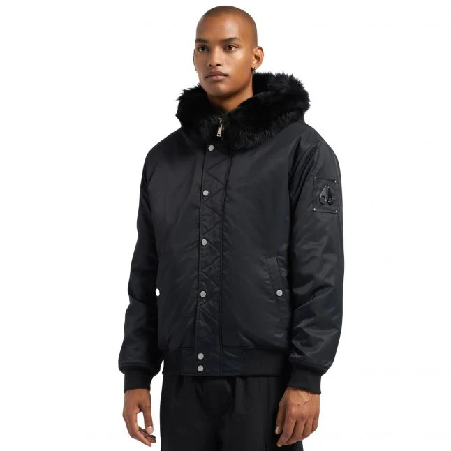Mens Moose Knuckles Black Denali Bomber Jacket - Image 3