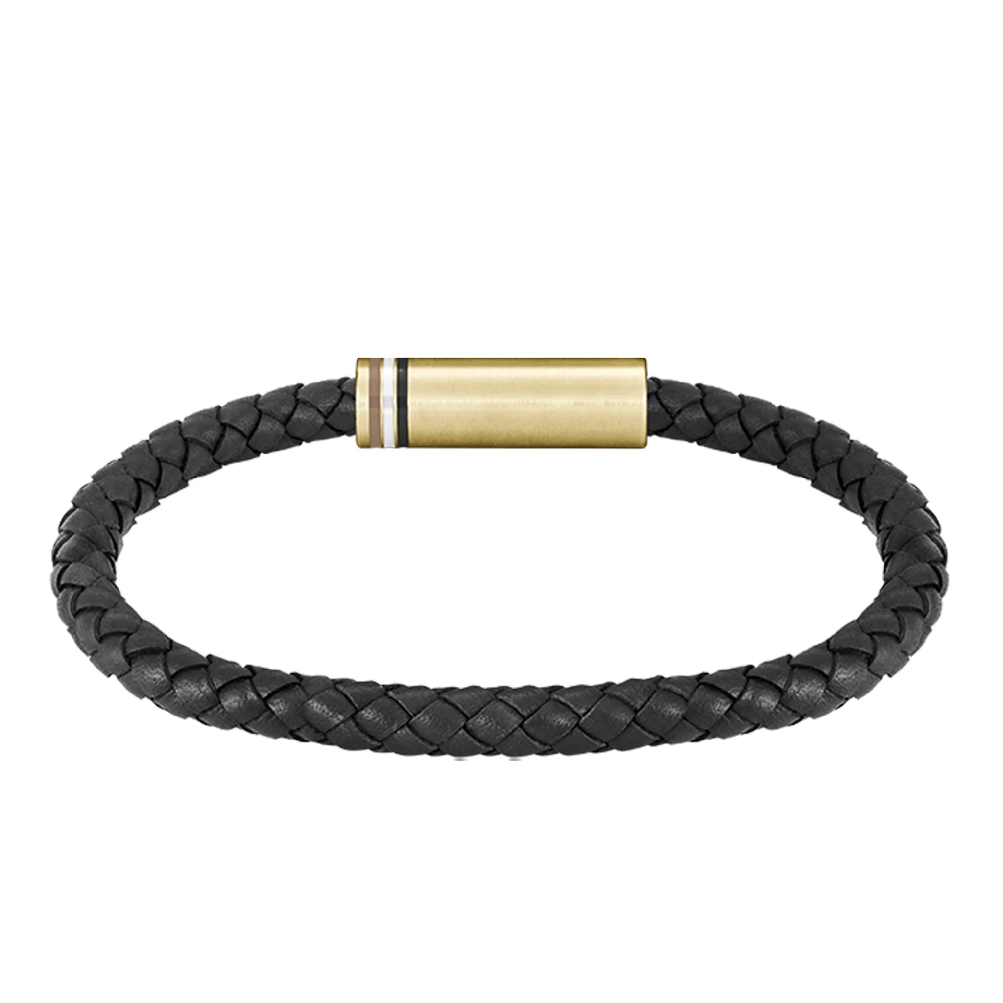 Mens BOSS Black/Gold Ares Single Braided Bracelet - Image 2