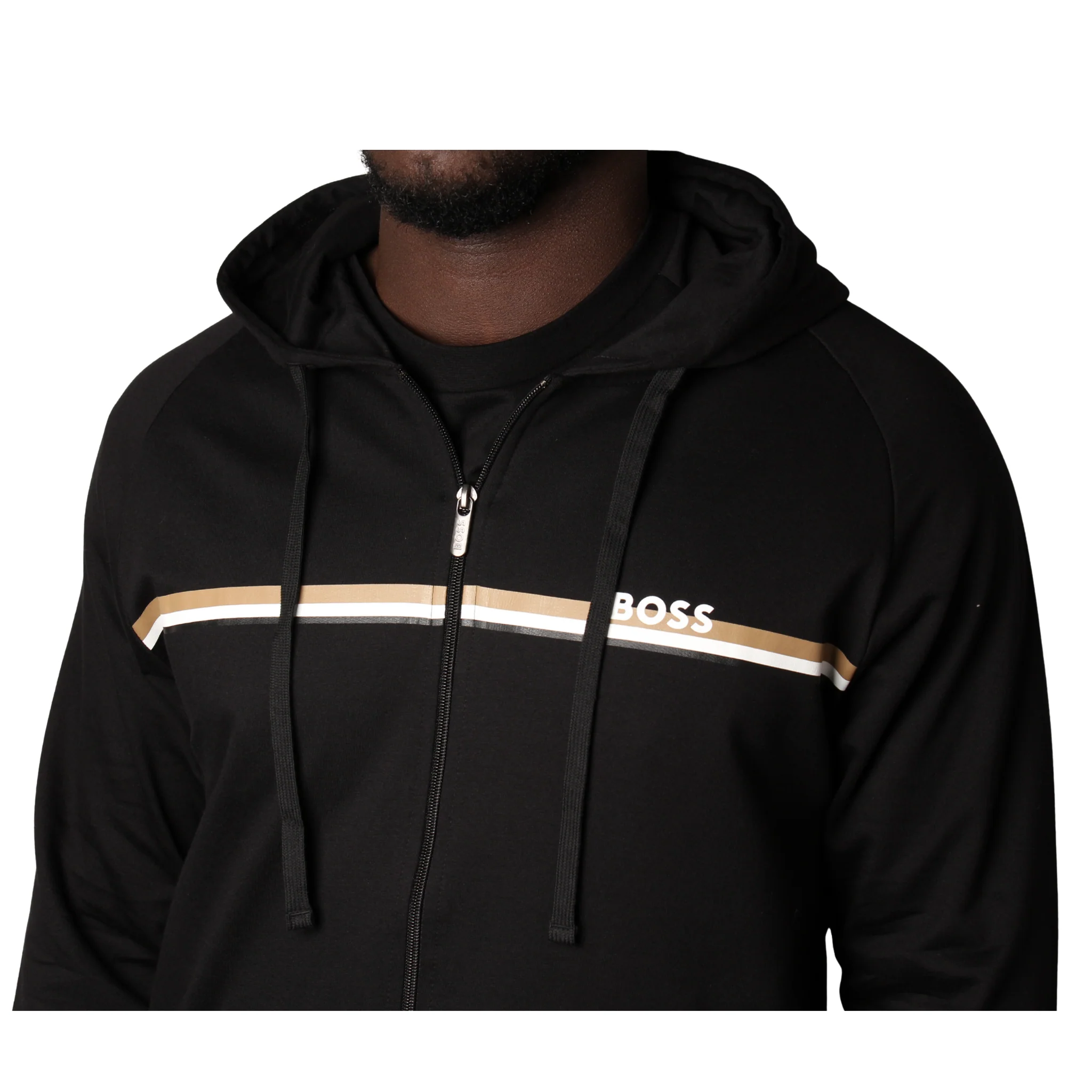 Mens BOSS Black Authentic Zip Hoodie - Image 3