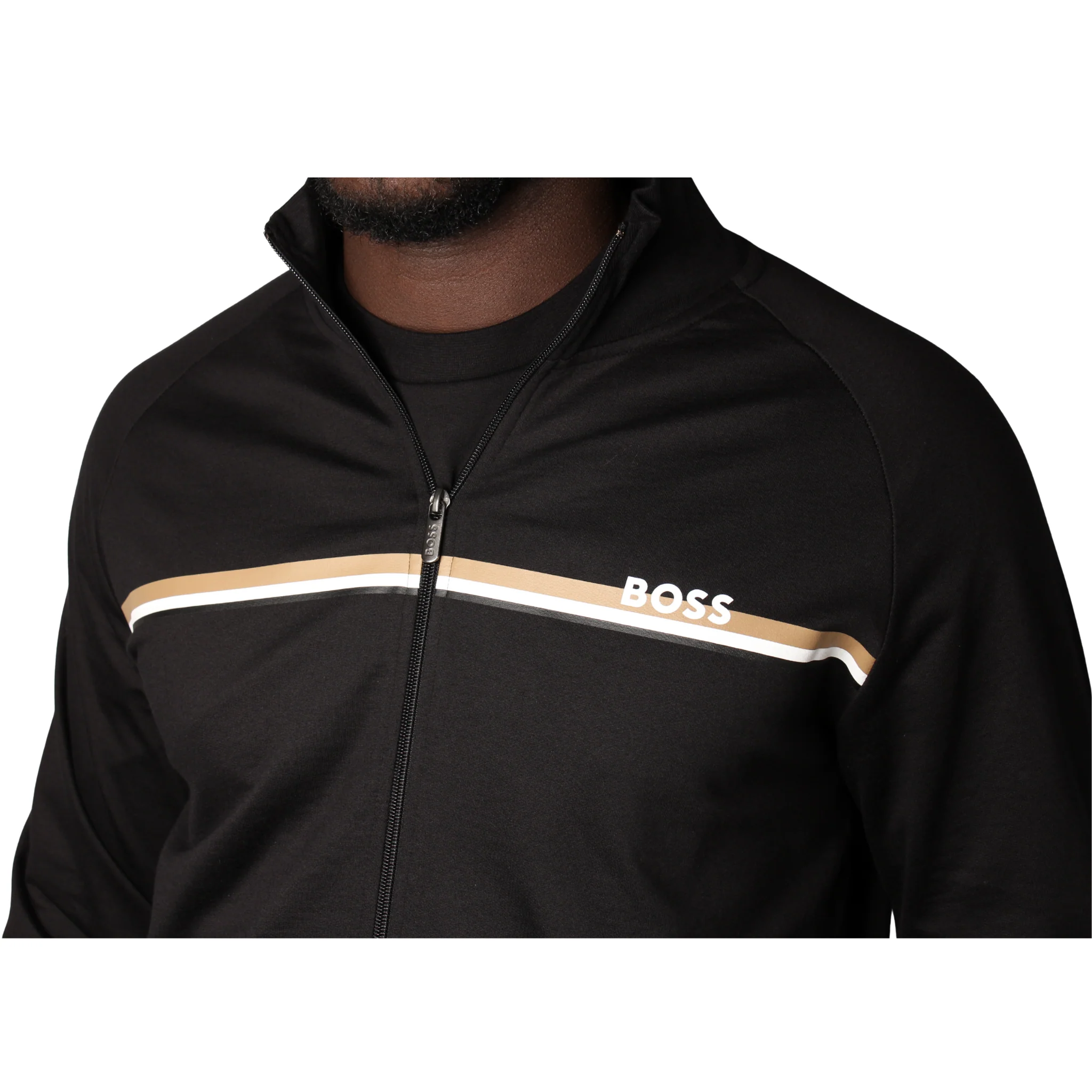 Mens BOSS Black Authentic Zip Sweat Jacket - Image 3