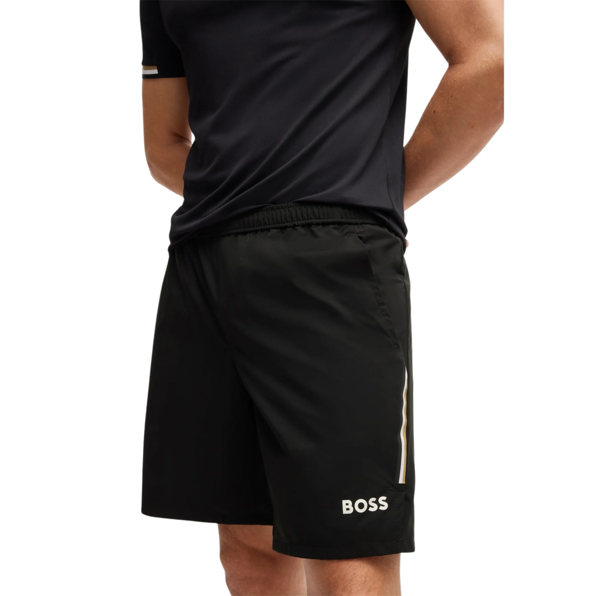 Mens BOSS Black S_Score_TOC_9 inch Shorts - Image 2