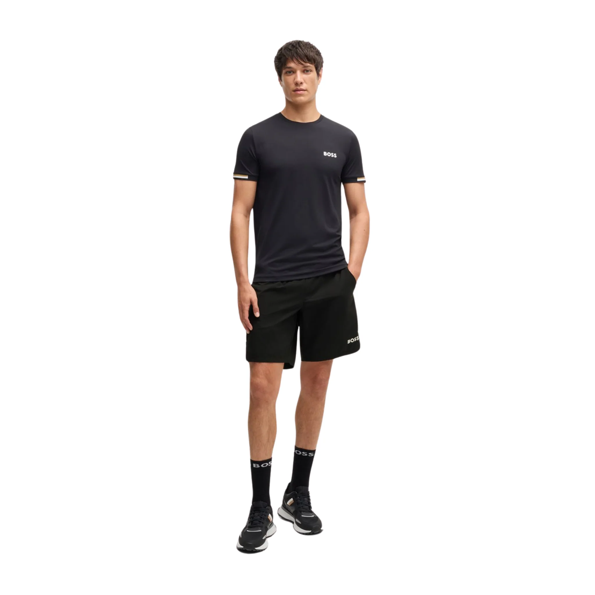 Mens BOSS Black S_Score_TOC_9 inch Shorts - Image 5