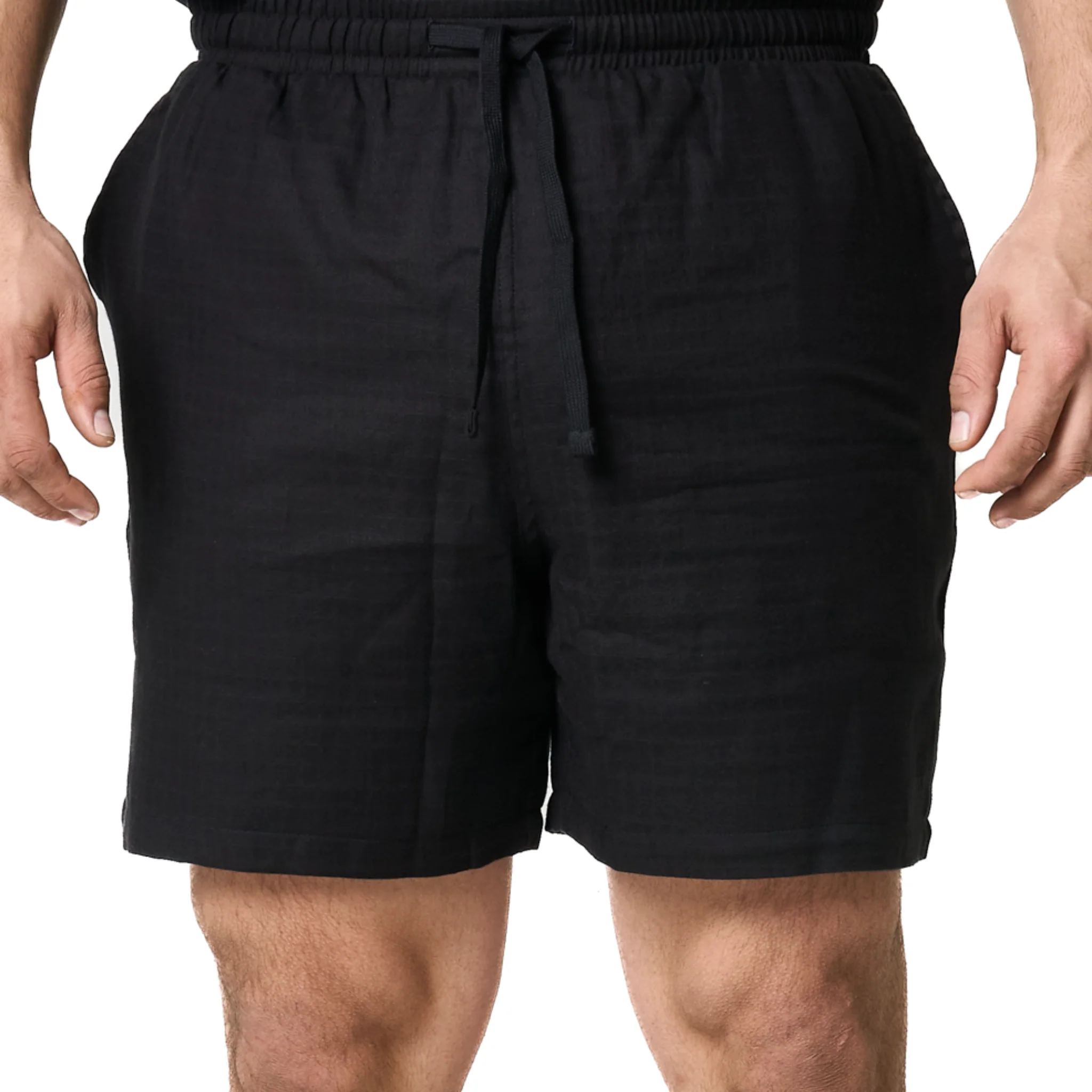 Mens BOSS Black Vida Soft Texture Beach Shorts - Image 4