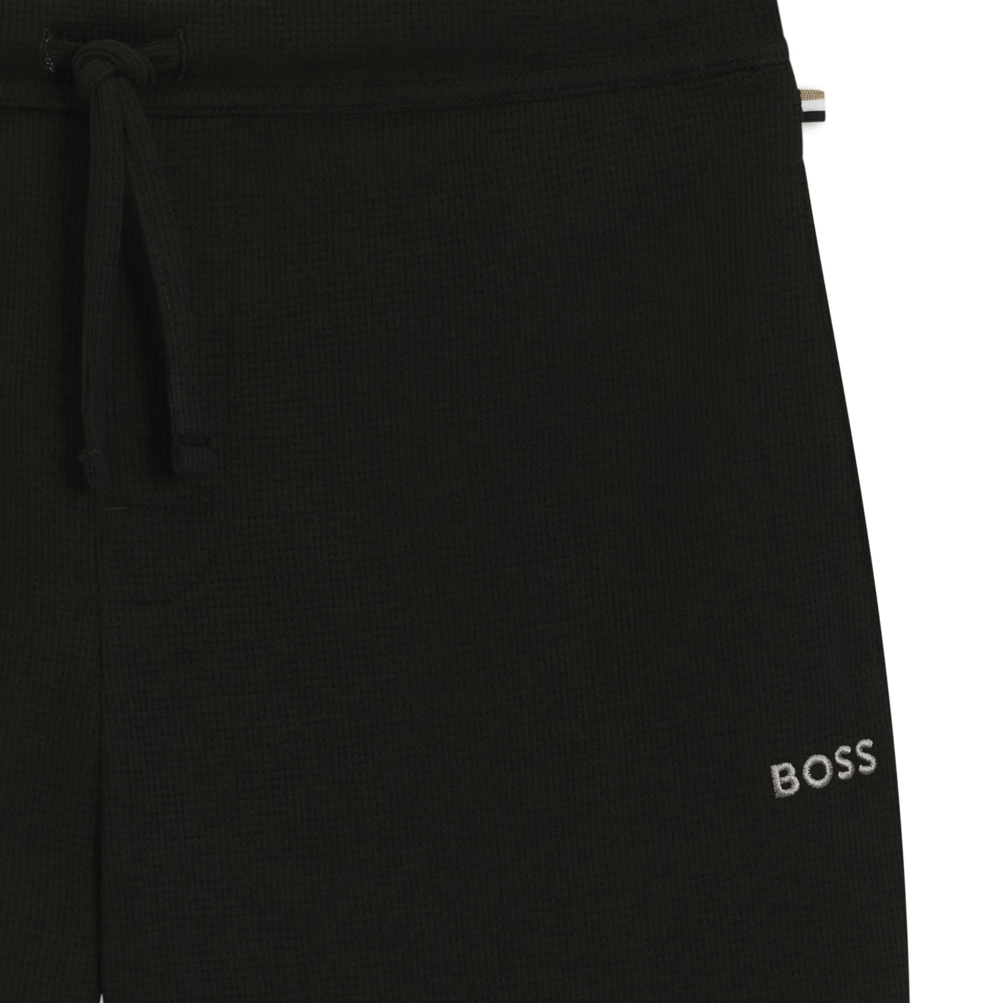 Mens BOSS Black Waffle Lounge Shorts - Image 2