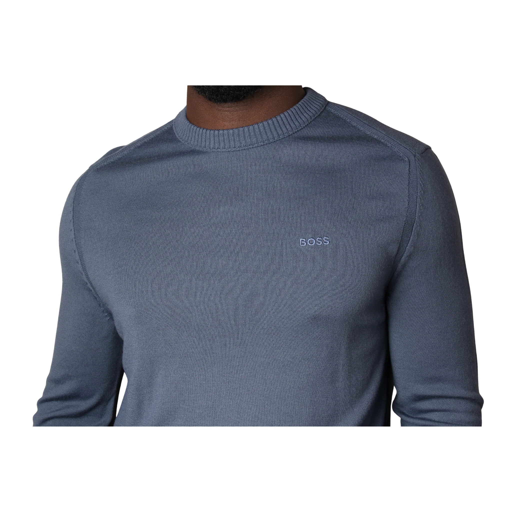 Mens BOSS Blue Avac_C Crew Neck Knit Jumper - Image 2