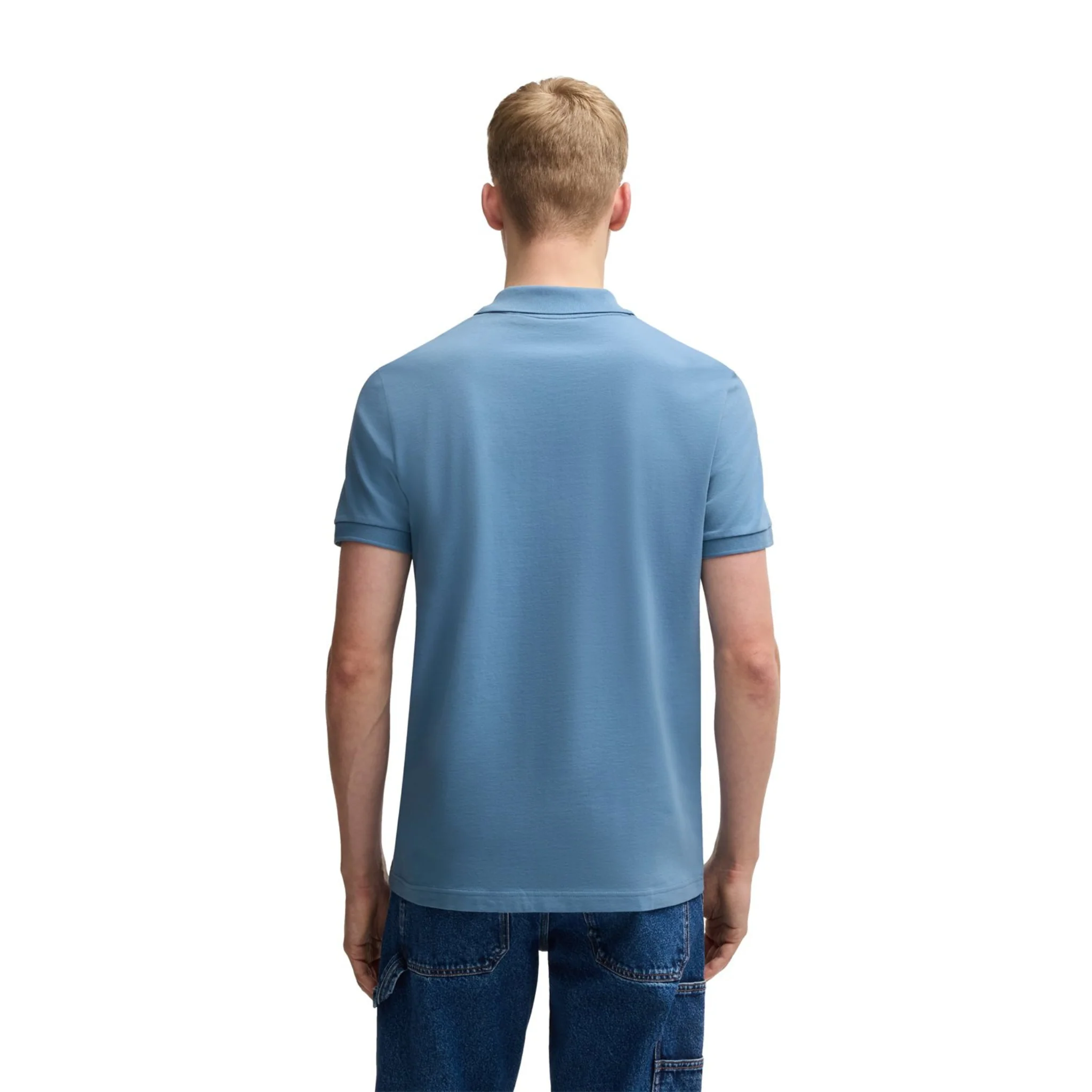 Mens BOSS Blue Passerzip S/s Polo Shirt - Image 3