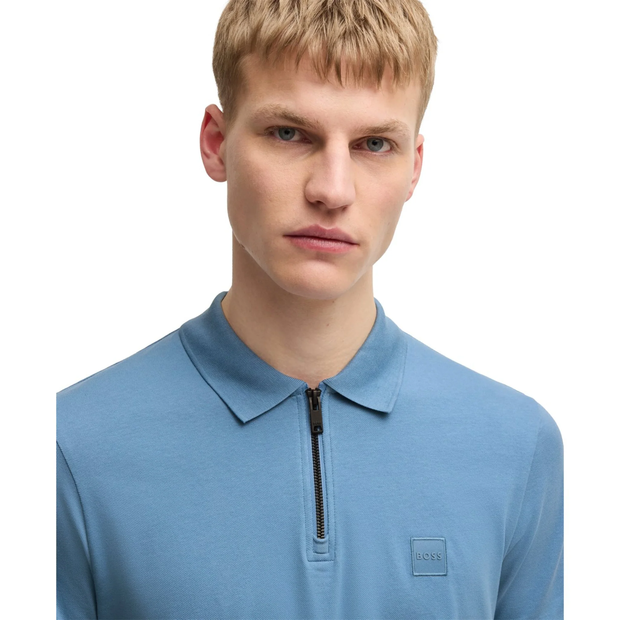Mens BOSS Blue Passerzip S/s Polo Shirt - Image 5
