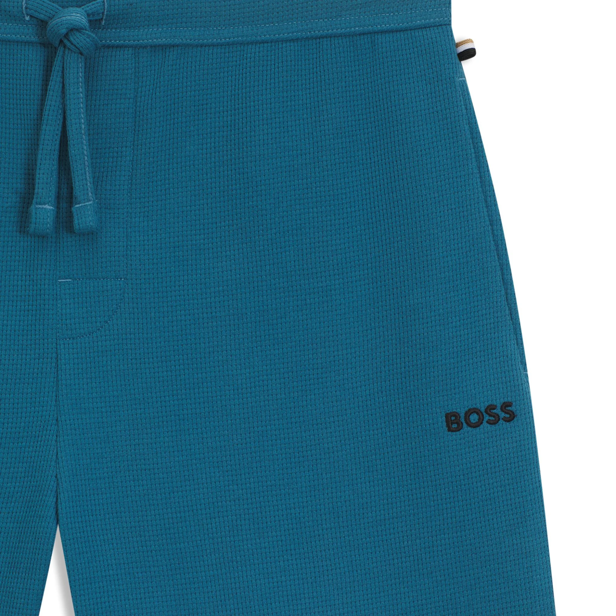 Mens BOSS Blue Waffle Lounge Shorts - Image 2
