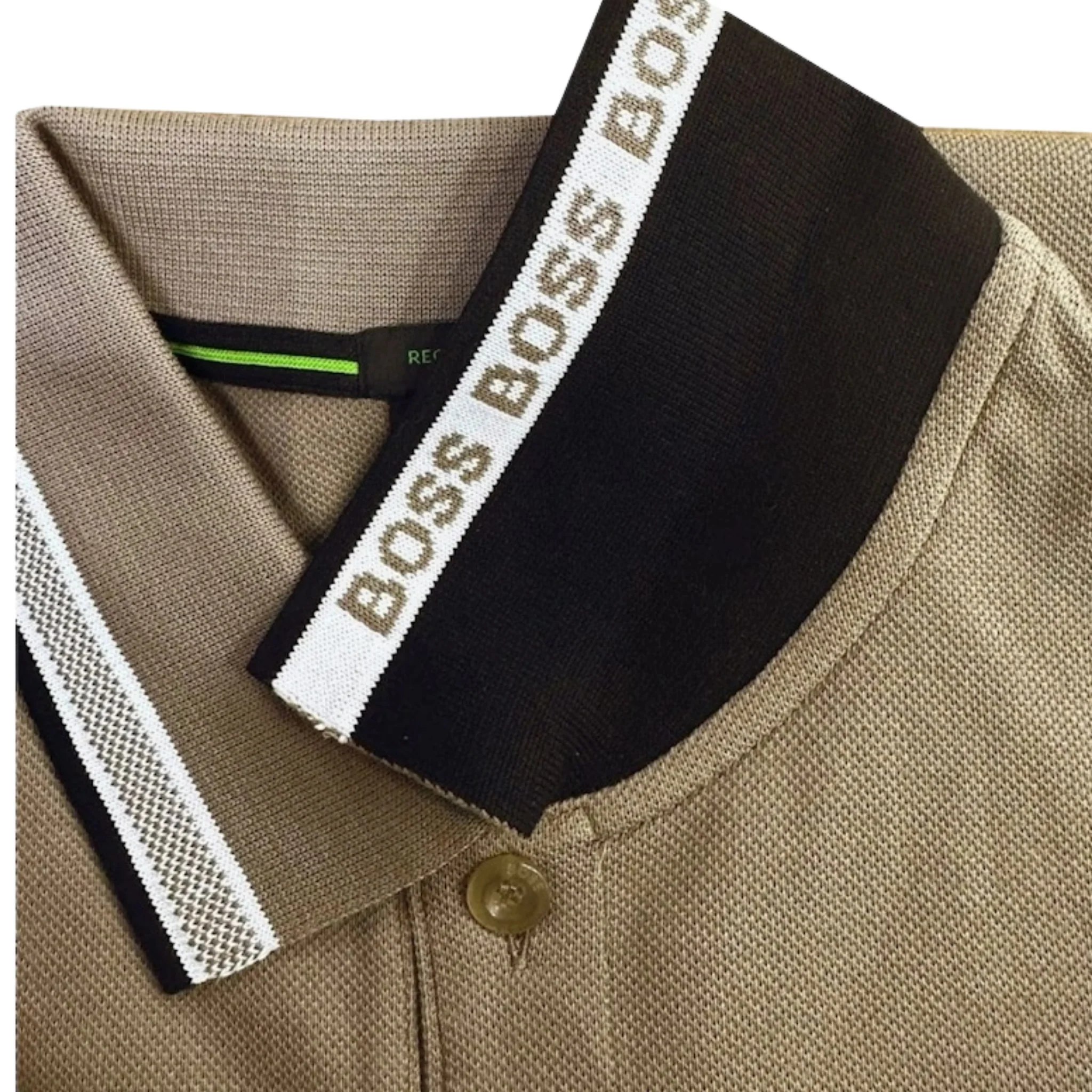 Mens BOSS Dark Beige Paddy Regular Fit S/s Polo - Image 3