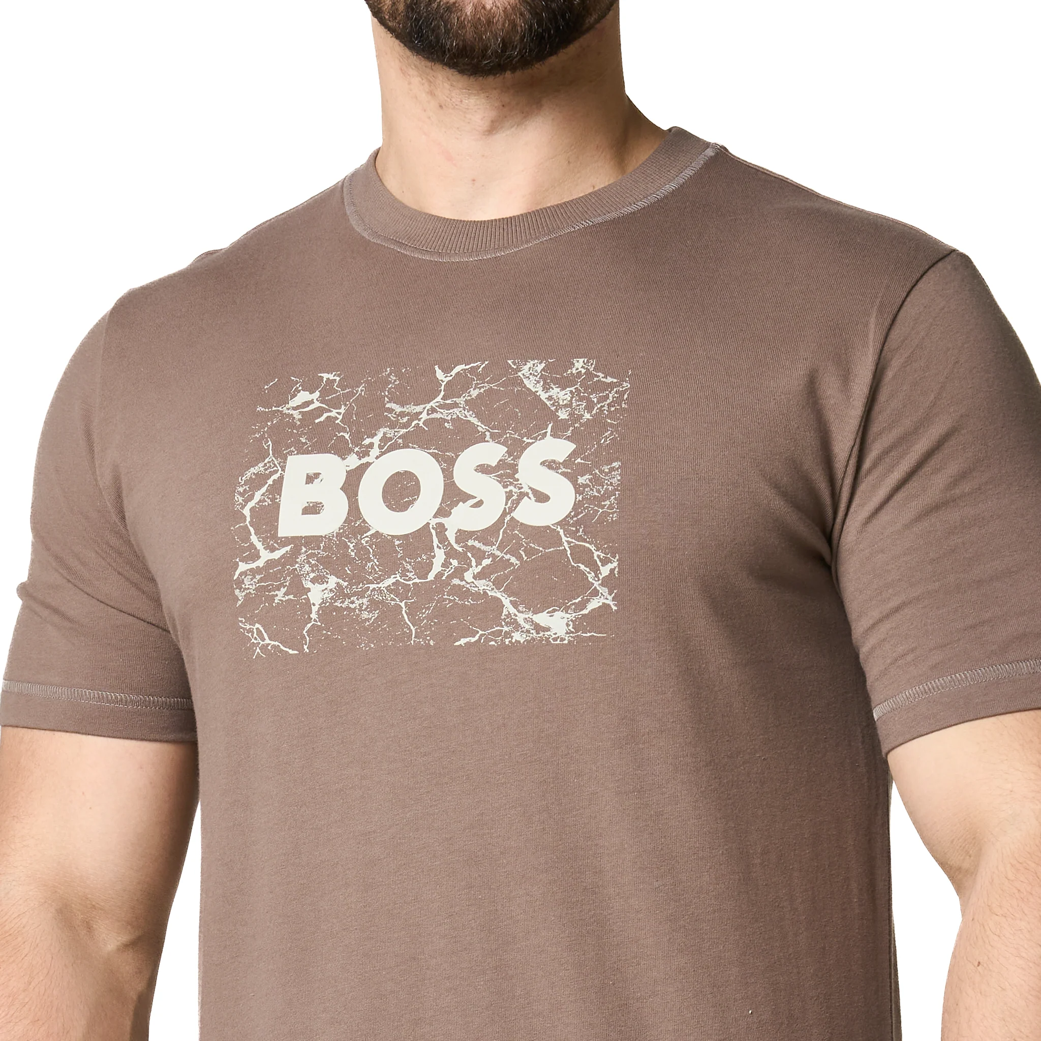 Mens BOSS Dark Beige Te_logospace S/s T Shirt - Image 11