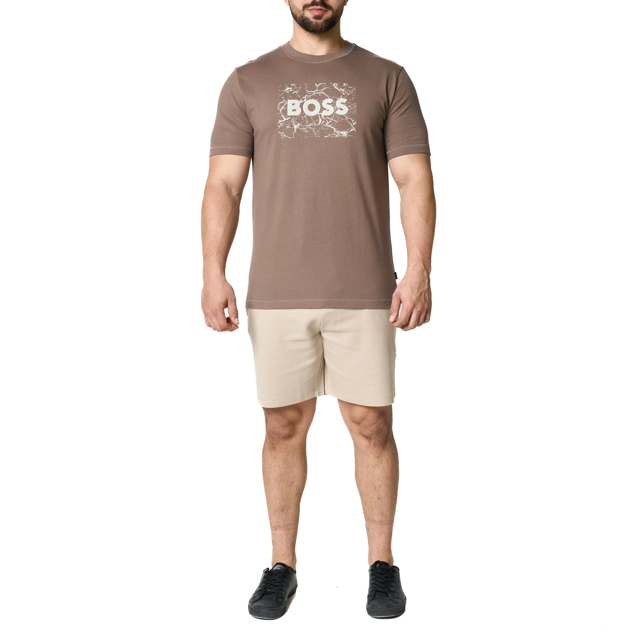 Mens BOSS Dark Beige Te_logospace S/s T Shirt - Image 3