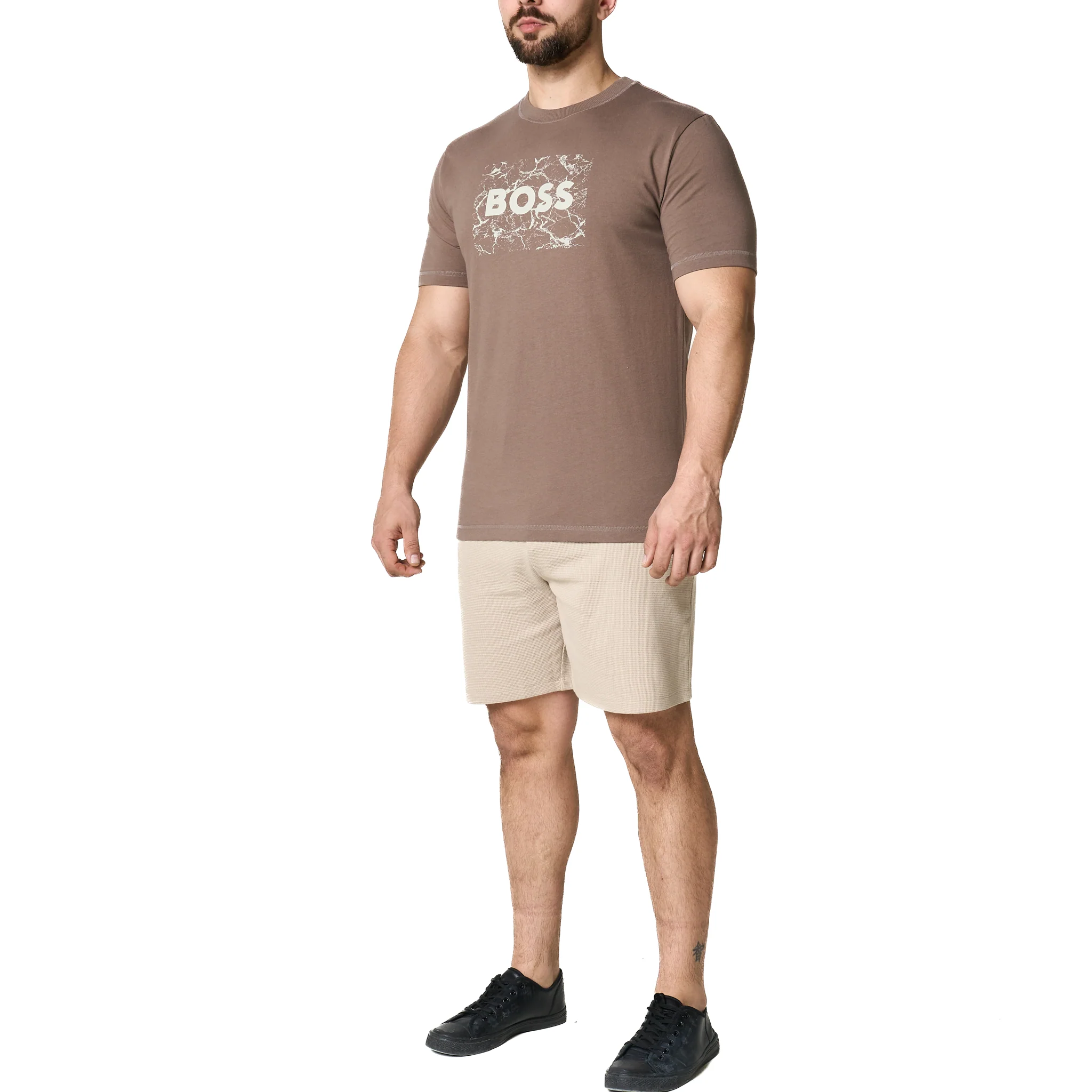 Mens BOSS Dark Beige Te_logospace S/s T Shirt - Image 4
