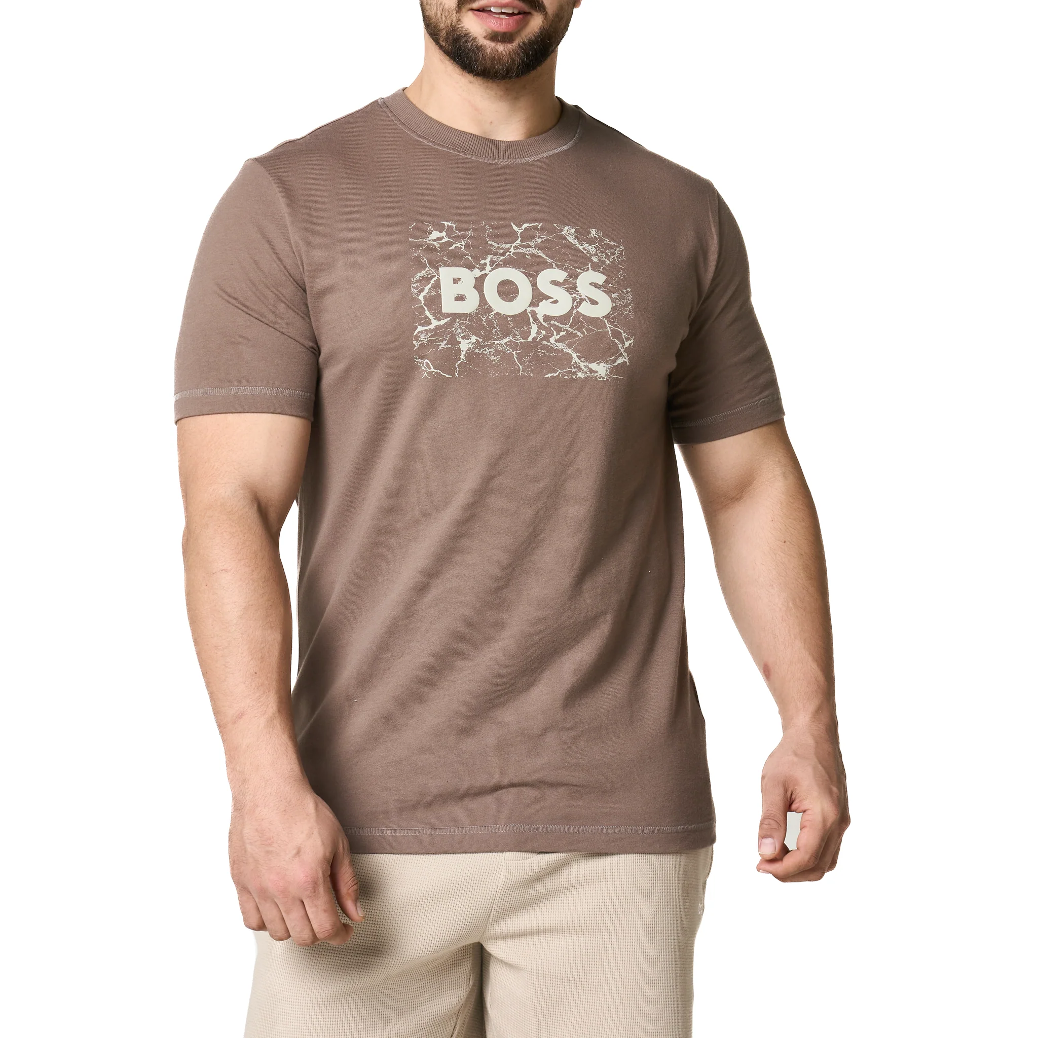 Mens BOSS Dark Beige Te_logospace S/s T Shirt - Image 7