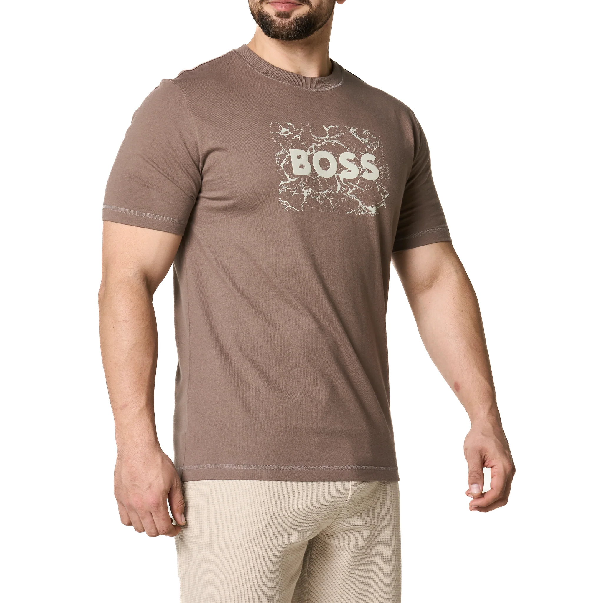 Mens BOSS Dark Beige Te_logospace S/s T Shirt - Image 8