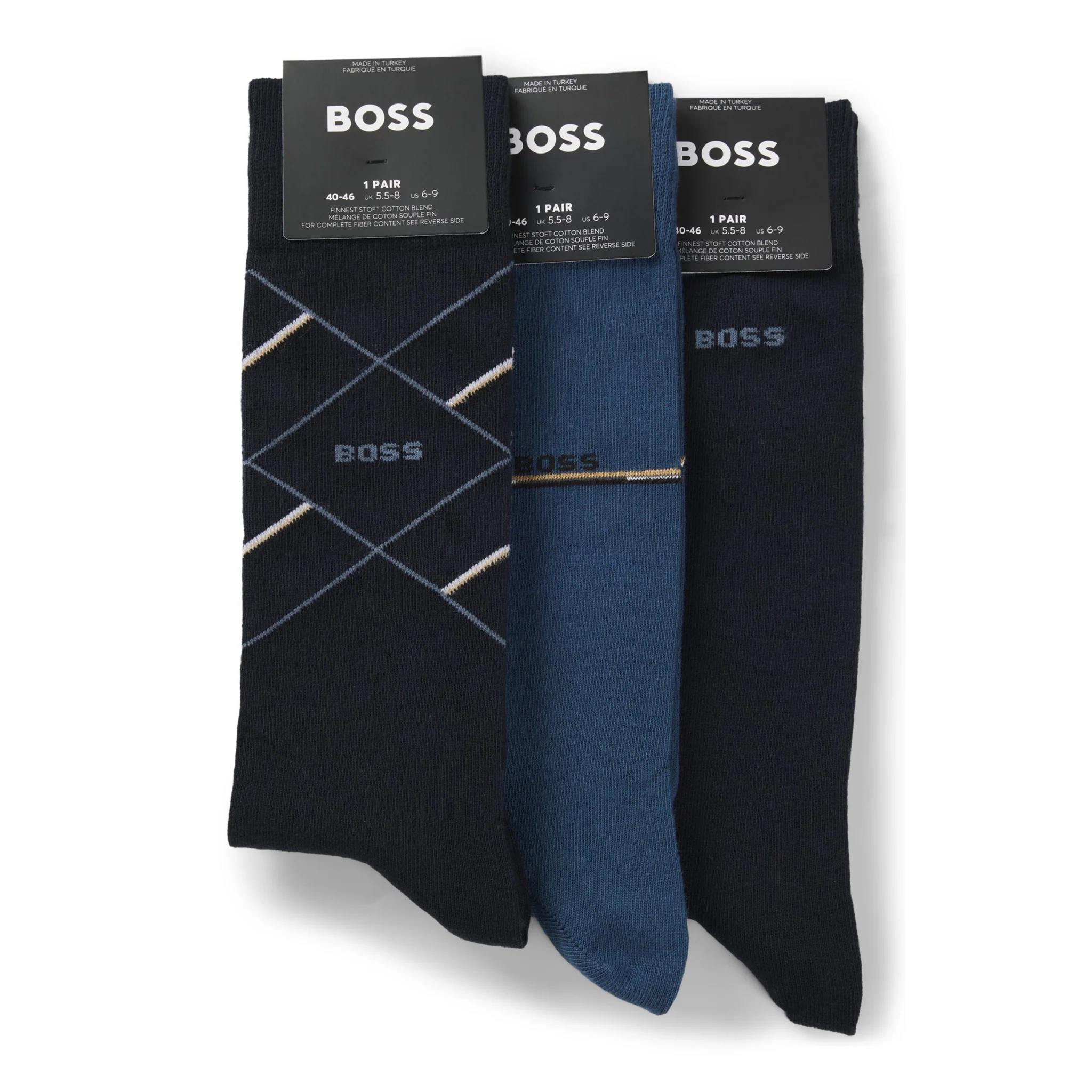 Mens BOSS Dark Blue 3PK Giftset Icon Socks - Image 2