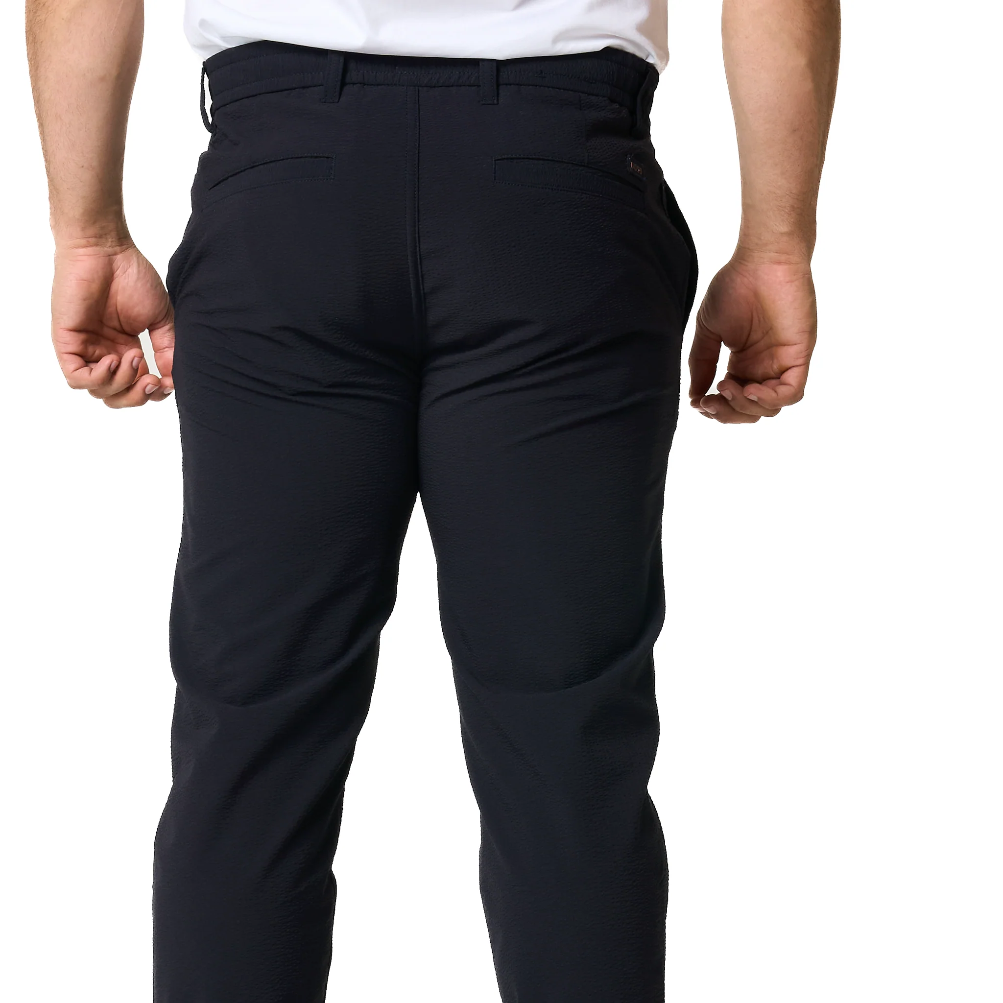 Mens BOSS Dark Blue Chino-tapered-DS-1 Texture Trousers - Image 3