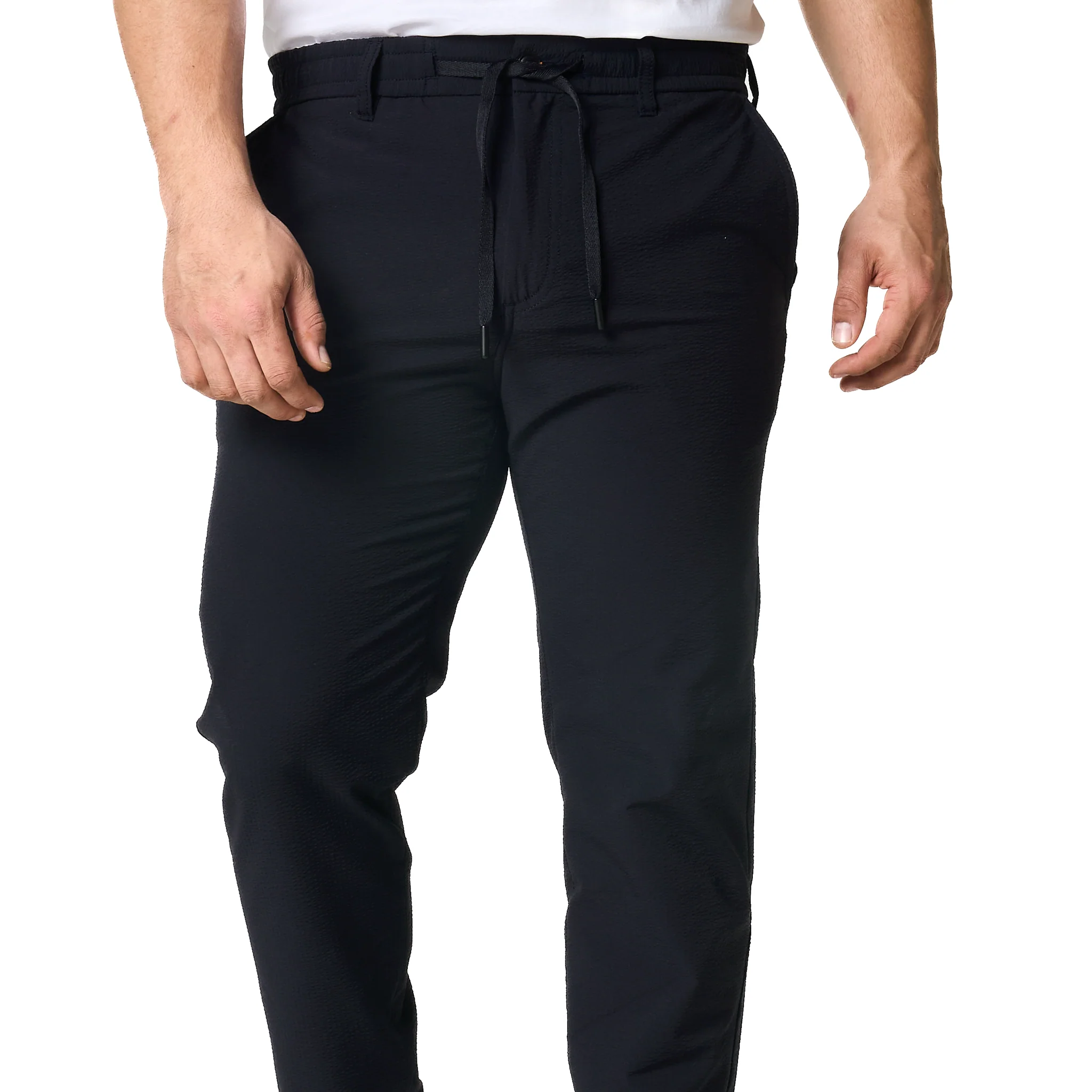 Mens BOSS Dark Blue Chino-tapered-DS-1 Texture Trousers - Image 6