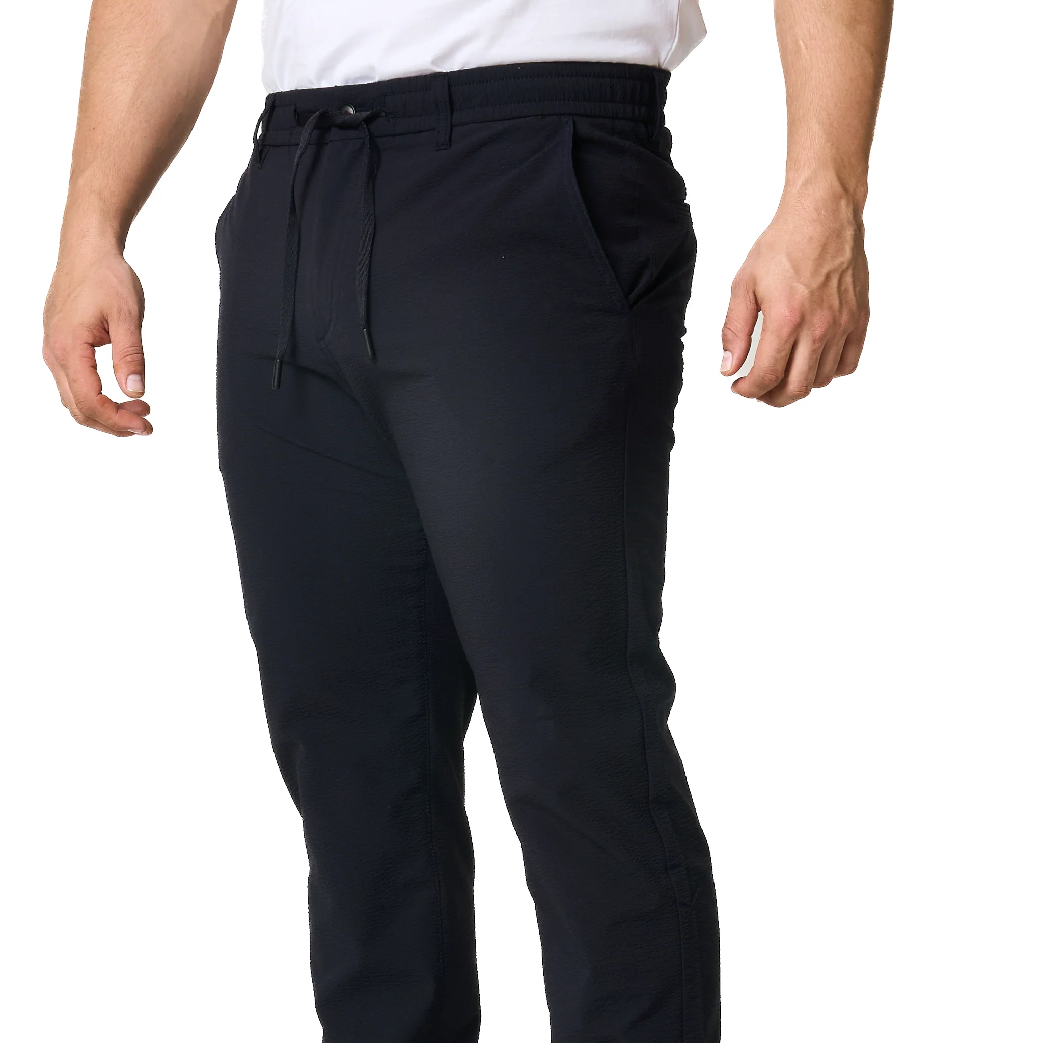 Mens BOSS Dark Blue Chino-tapered-DS-1 Texture Trousers - Image 8