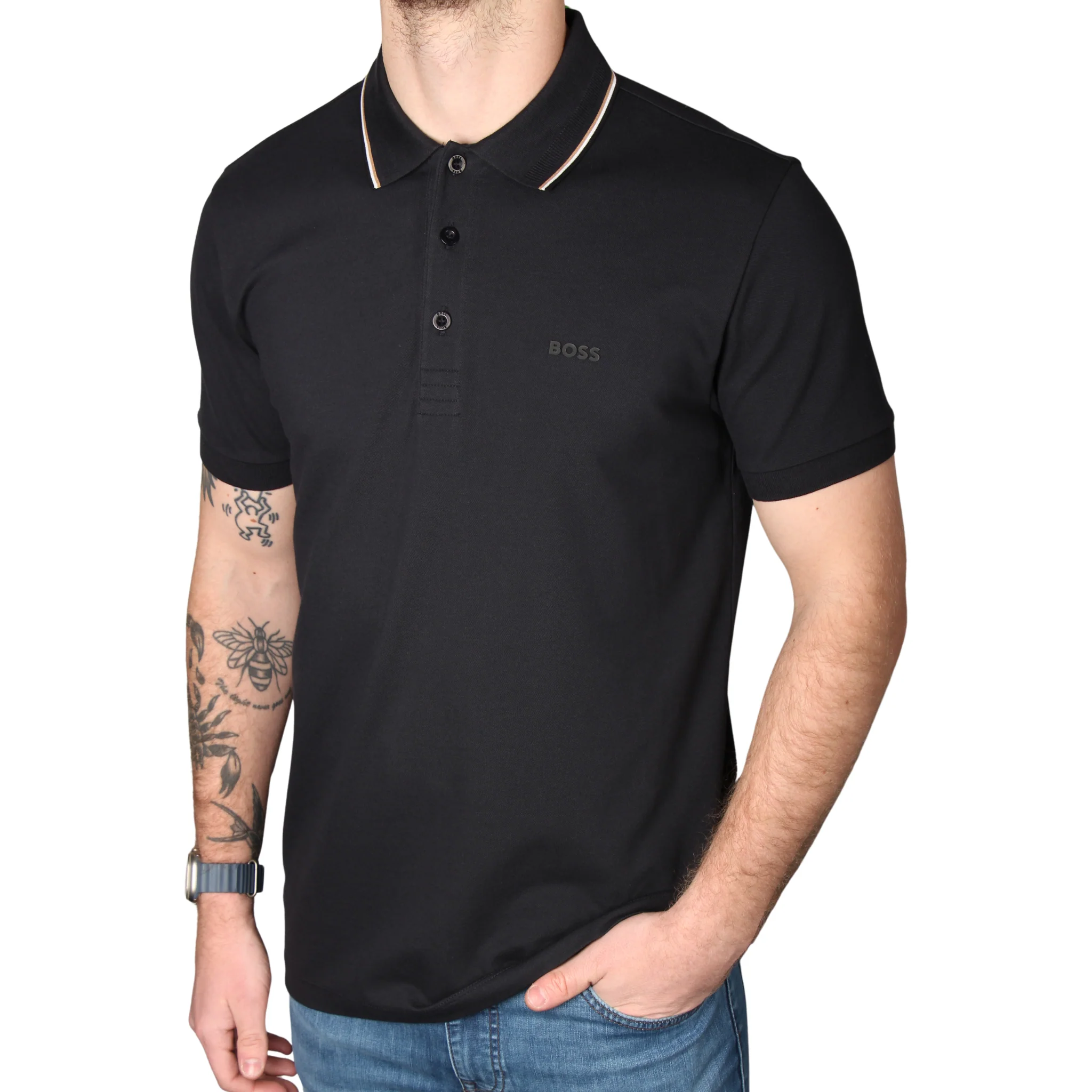 Mens BOSS Dark Blue PL_GOC Birdie Paule S/s Polo Shirt - Image 2