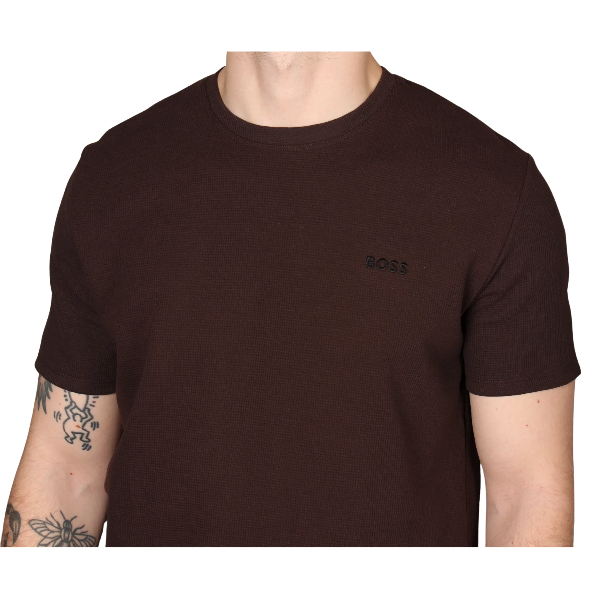 Mens BOSS Dark Brown Waffle Lounge S/s T Shirt - Image 3