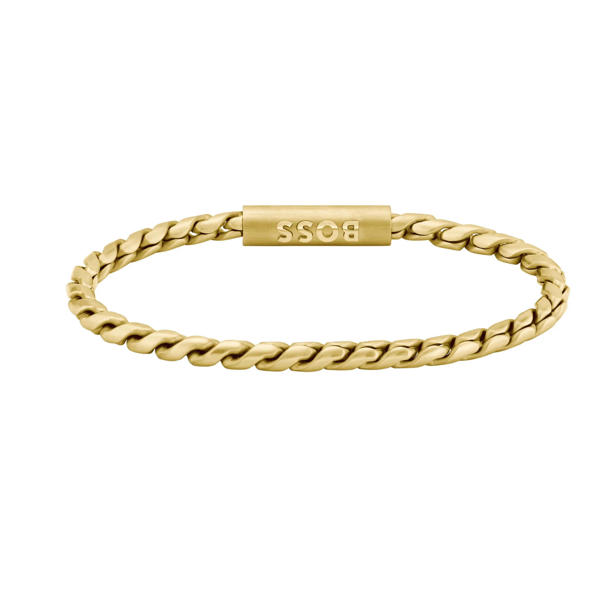 Mens BOSS Gold Doran Braided Metal Bracelet - Image 2