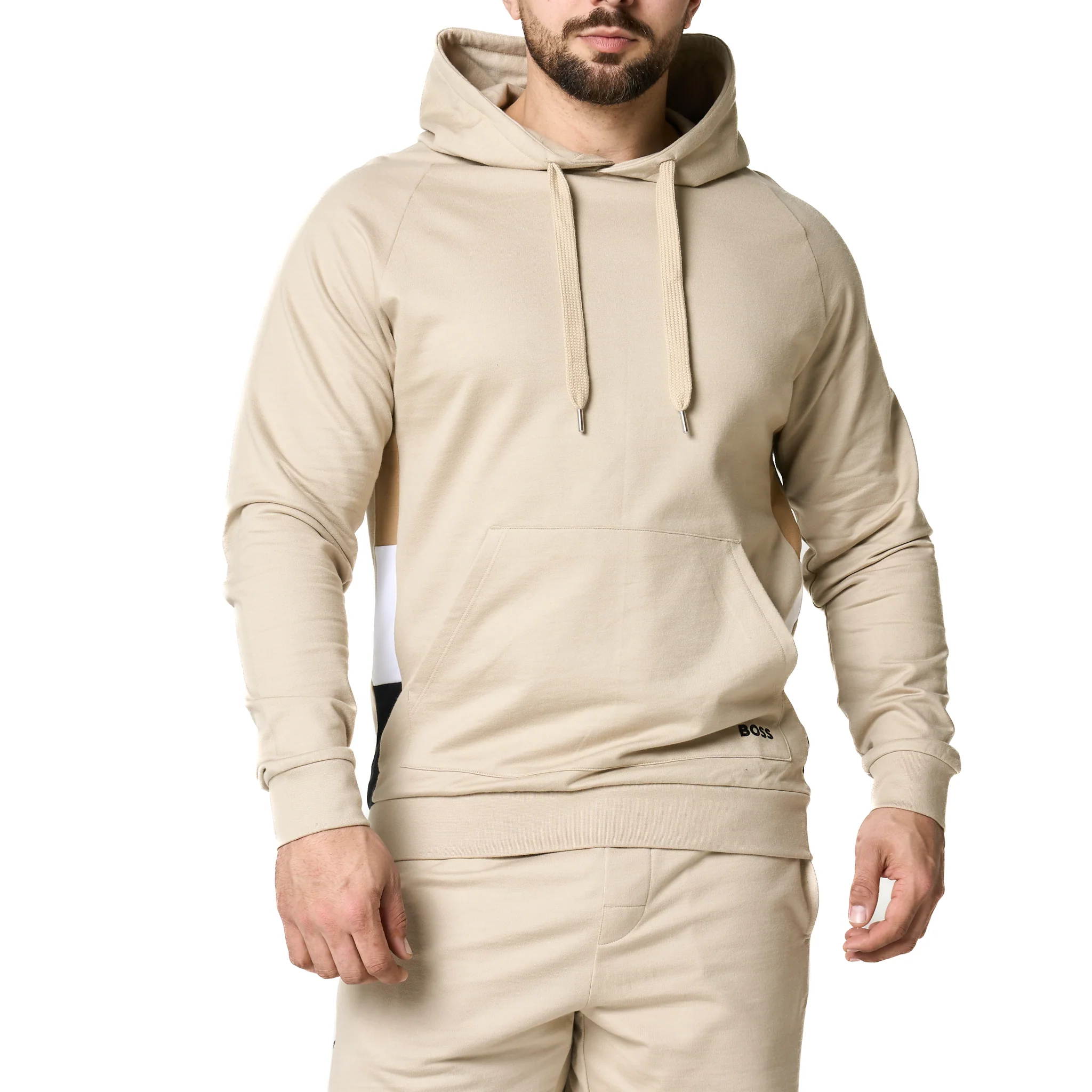 Mens BOSS Light Beige Iconic Lounge Hoodie - Image 4