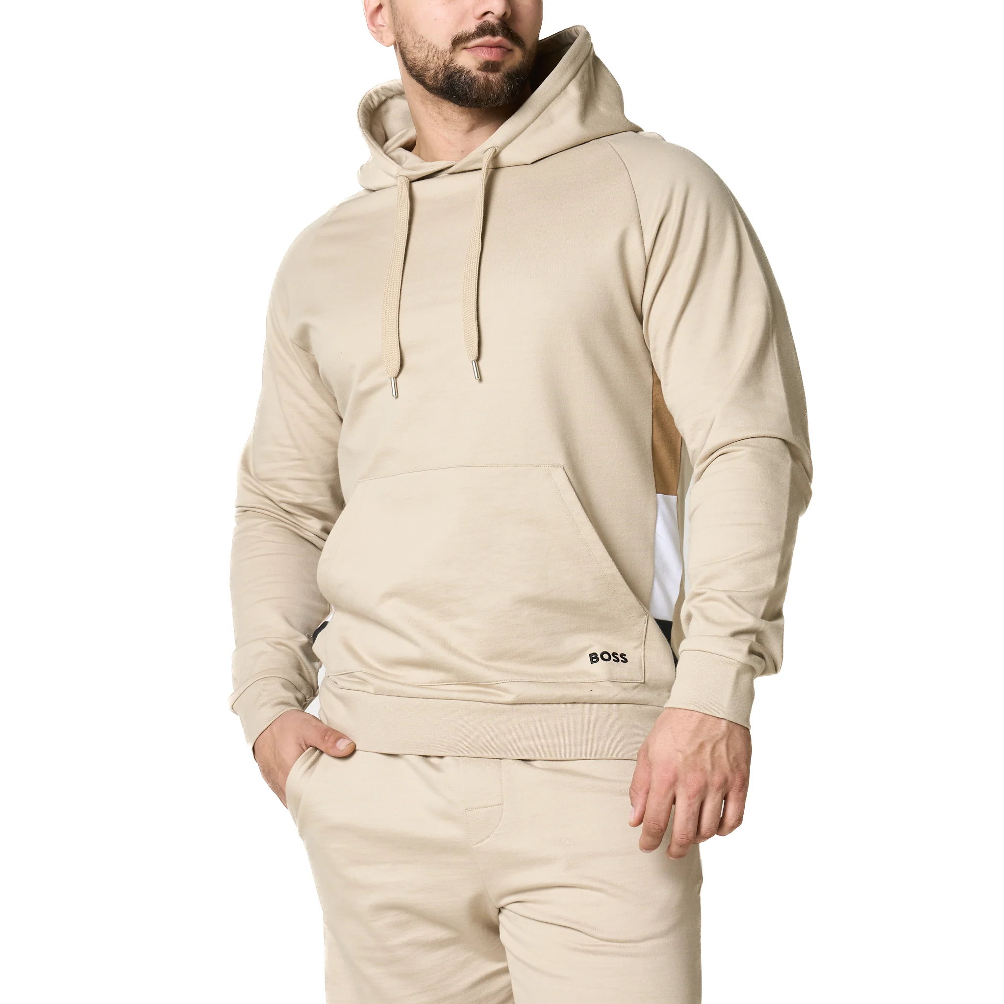 Mens BOSS Light Beige Iconic Lounge Hoodie - Image 6