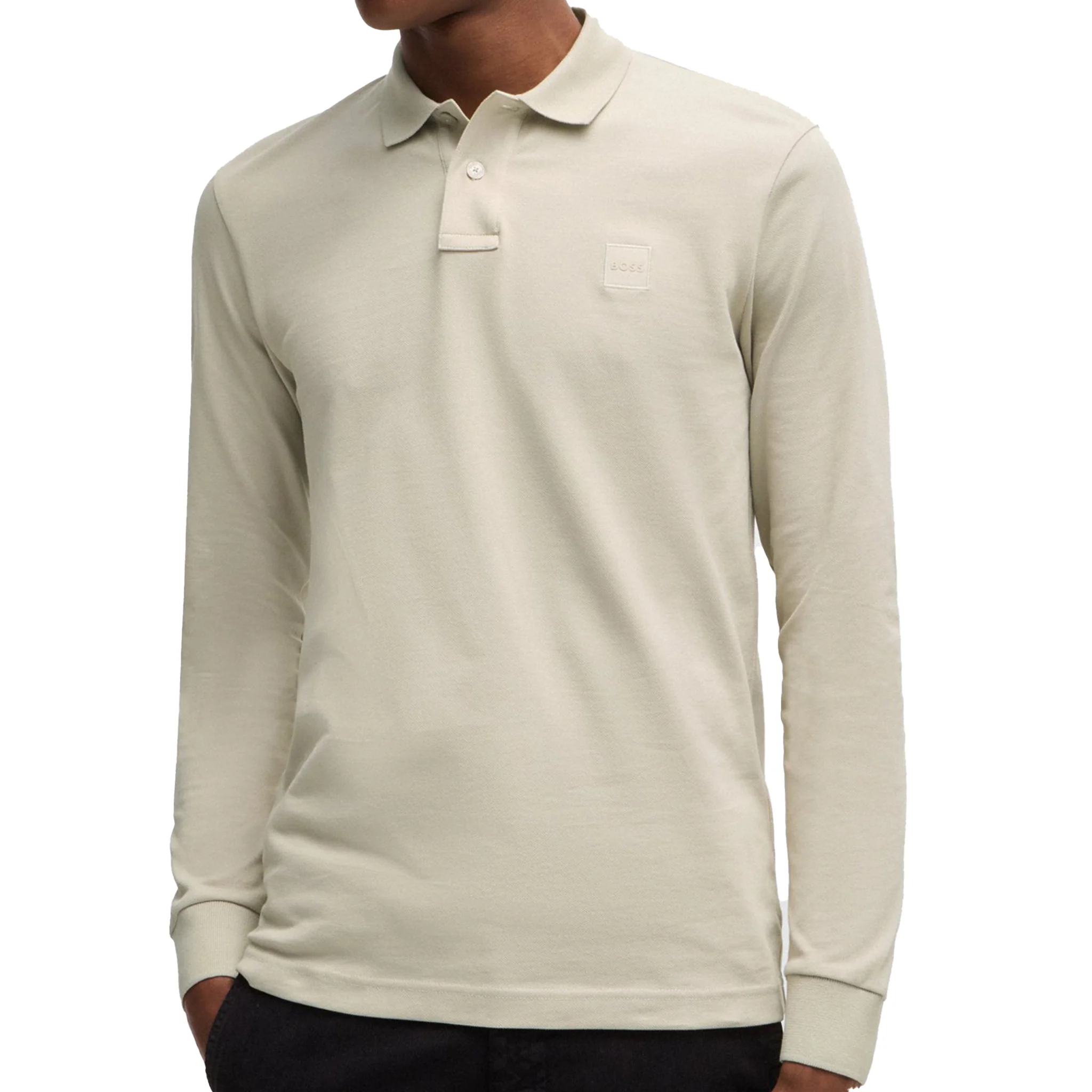 Mens BOSS Light Beige Passerby L/s Polo Shirt - Image 2