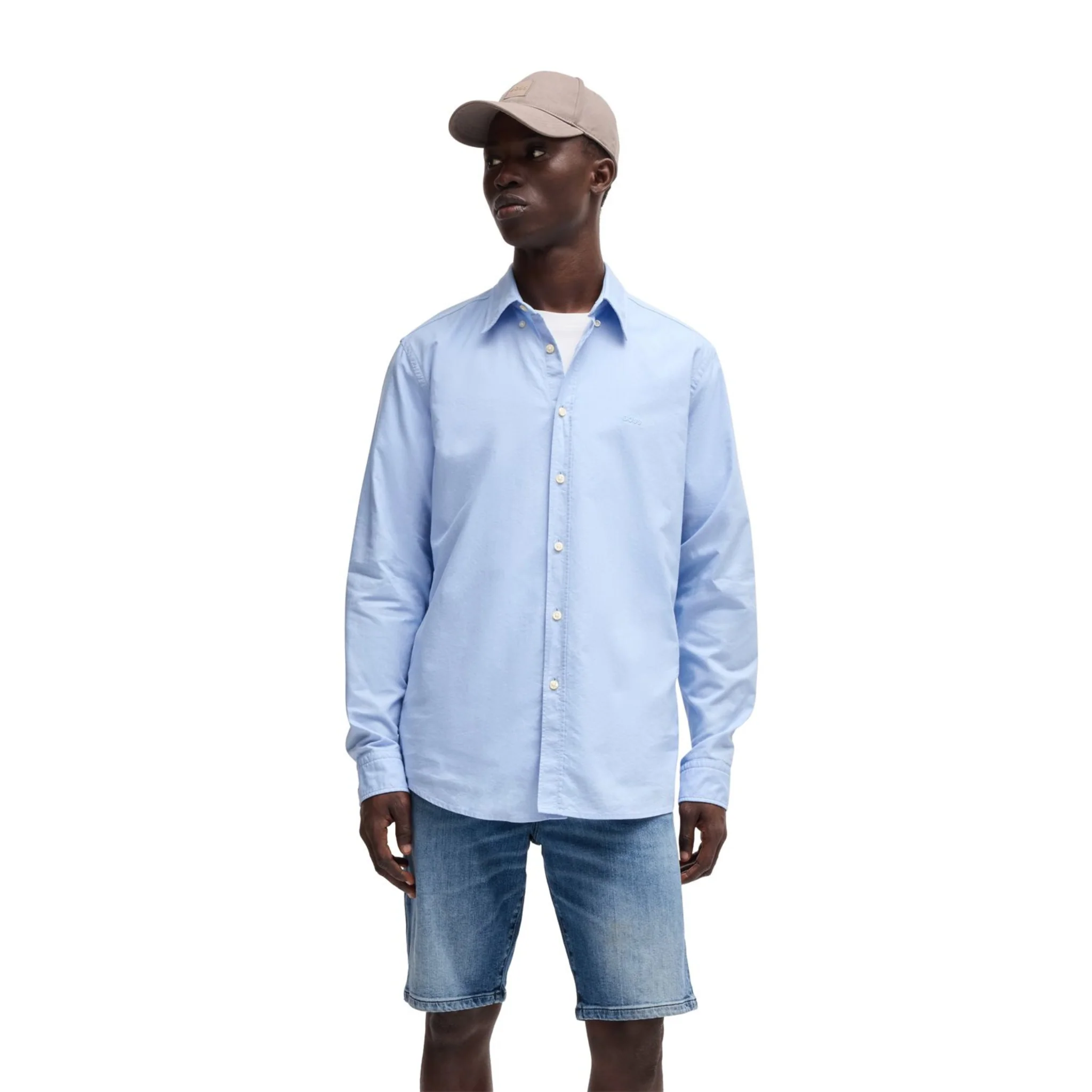 Mens BOSS Light Blue Rickert_M L/s Shirt - Image 2