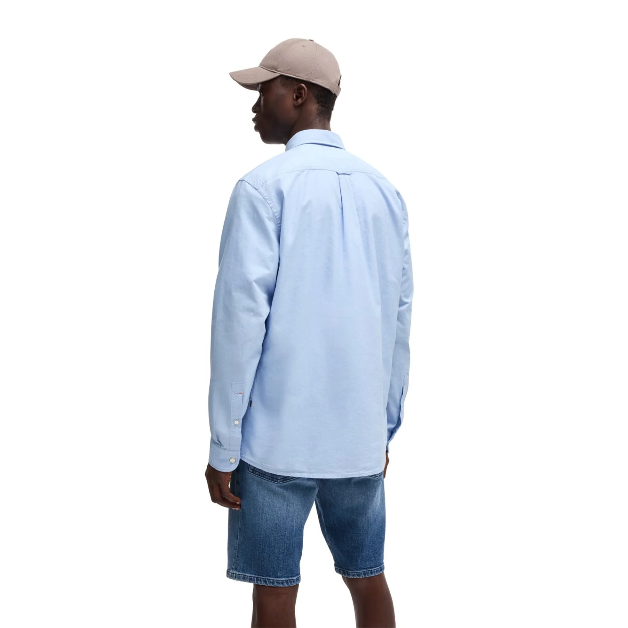 Mens BOSS Light Blue Rickert_M L/s Shirt - Image 3
