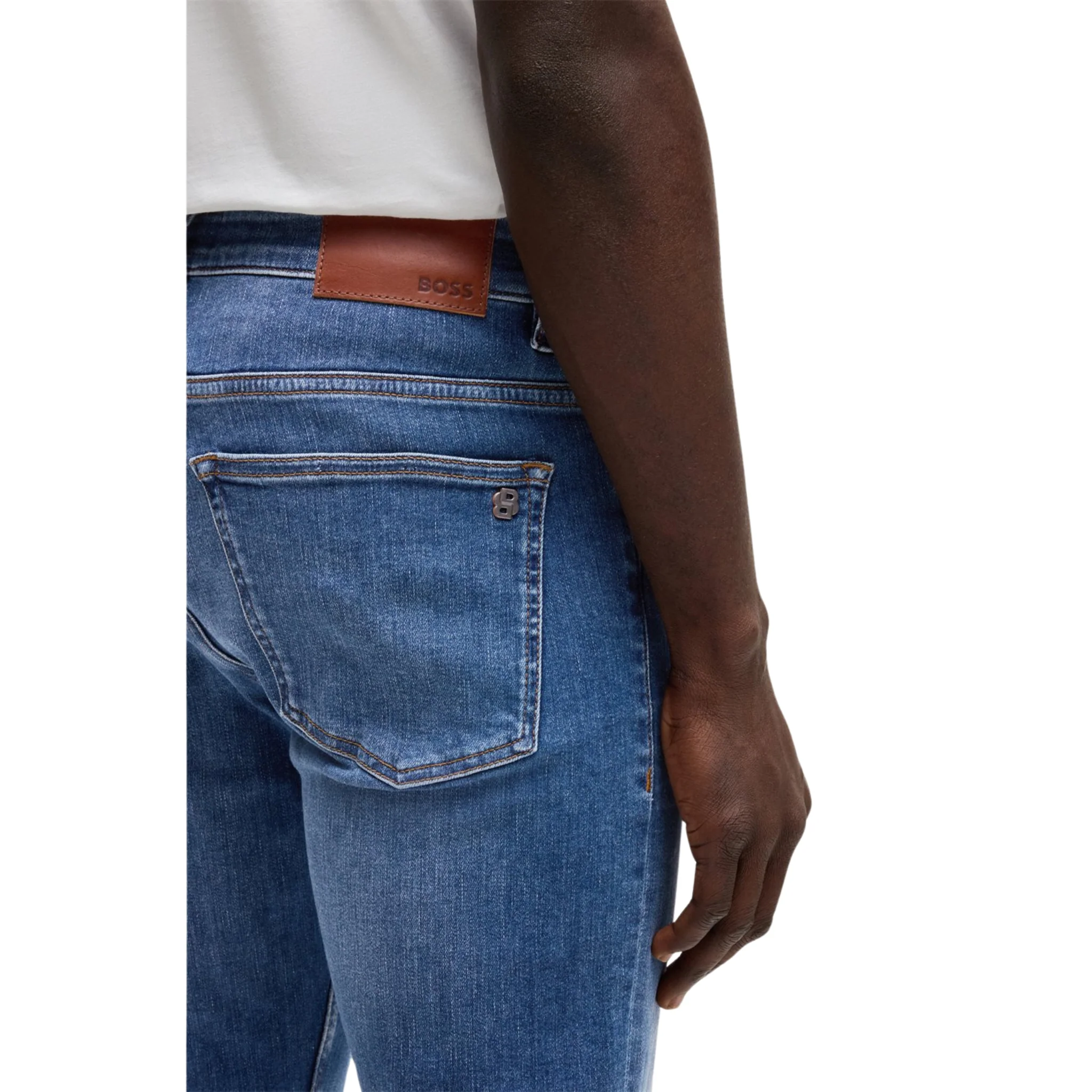 Mens BOSS Medium Blue Delaware BO Slim Fit Jeans - Image 3