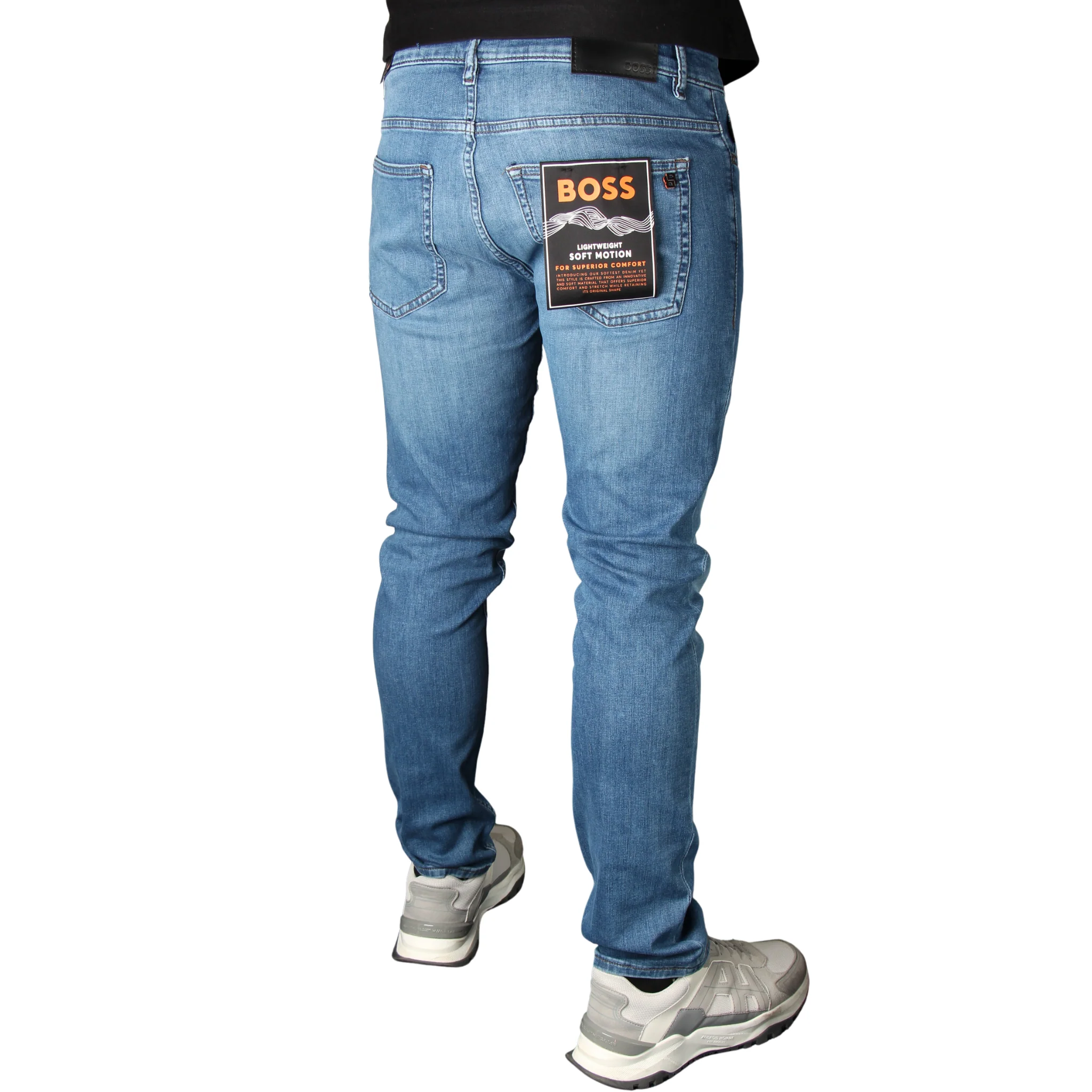 Mens BOSS Medium Blue Wash Delaware BO Slim Fit Jeans - Image 2