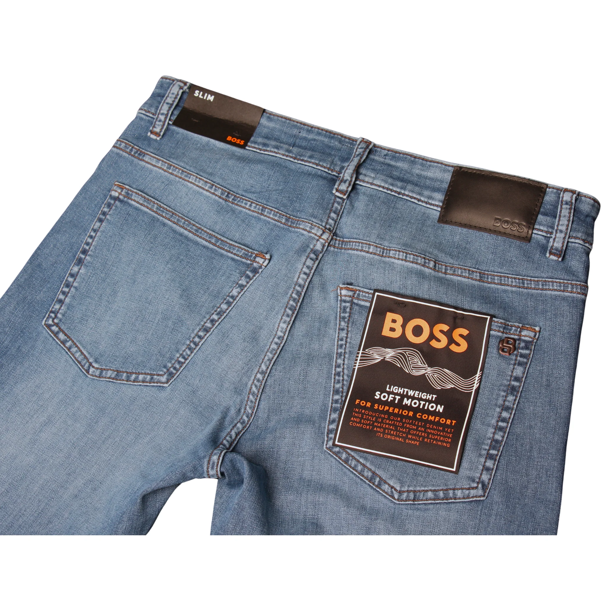 Mens BOSS Medium Blue Wash Delaware BO Slim Fit Jeans - Image 5