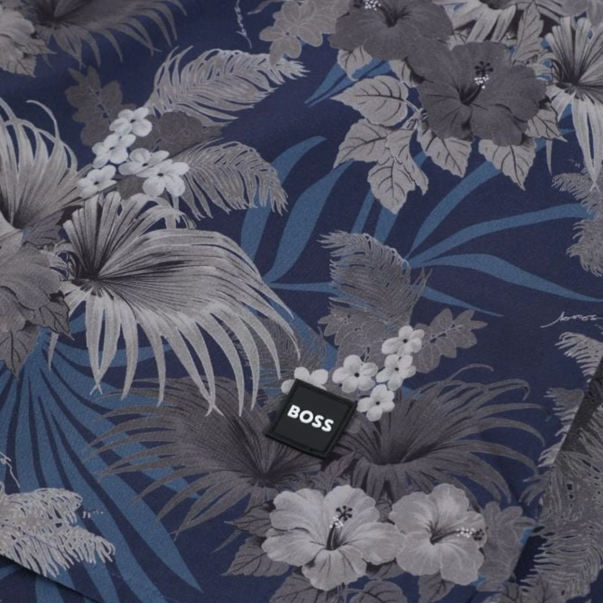 Mens BOSS Medium Brown Printed Beach Shirt - Image 2