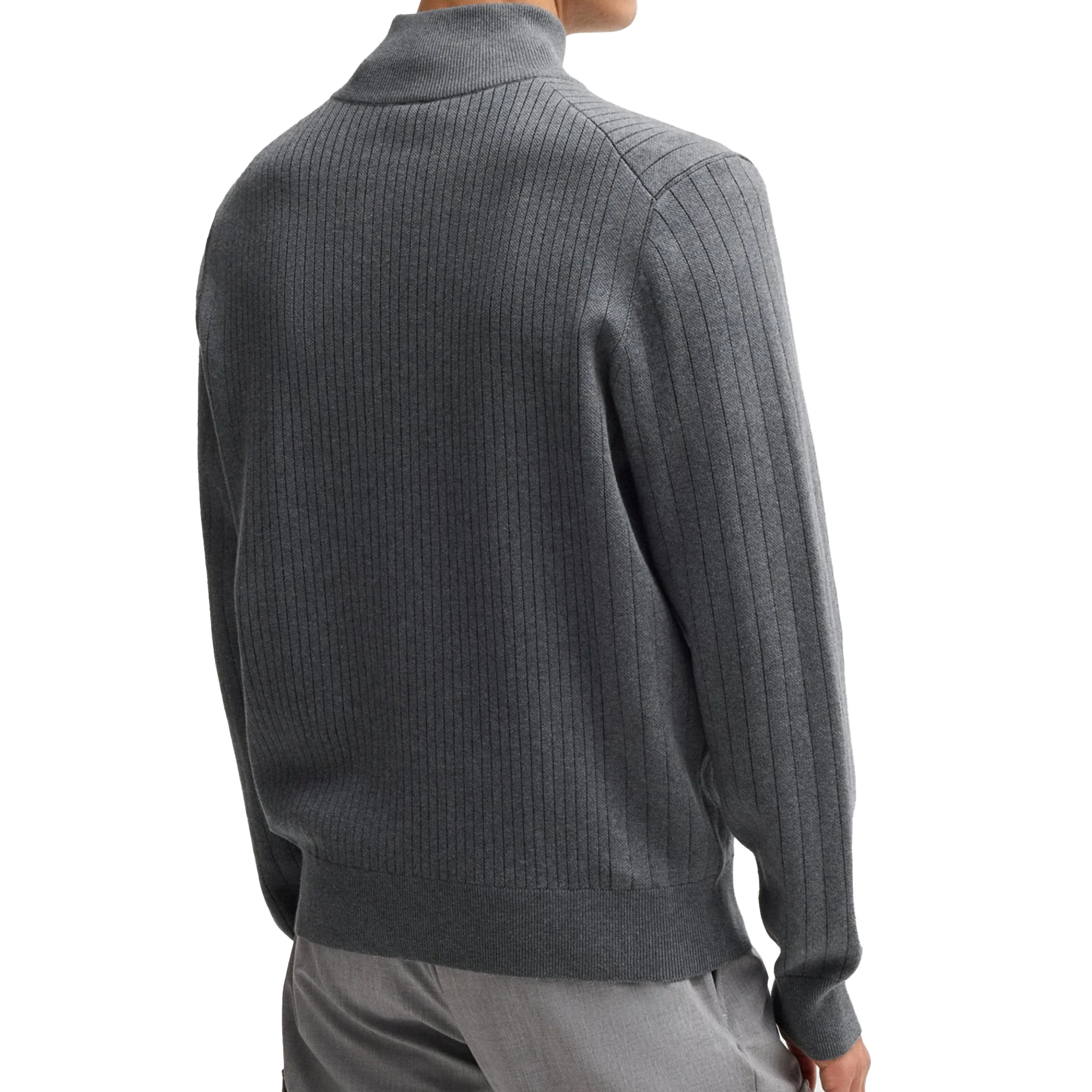 Mens BOSS Medium Grey H-Bejino Zip Cardigan - Image 3