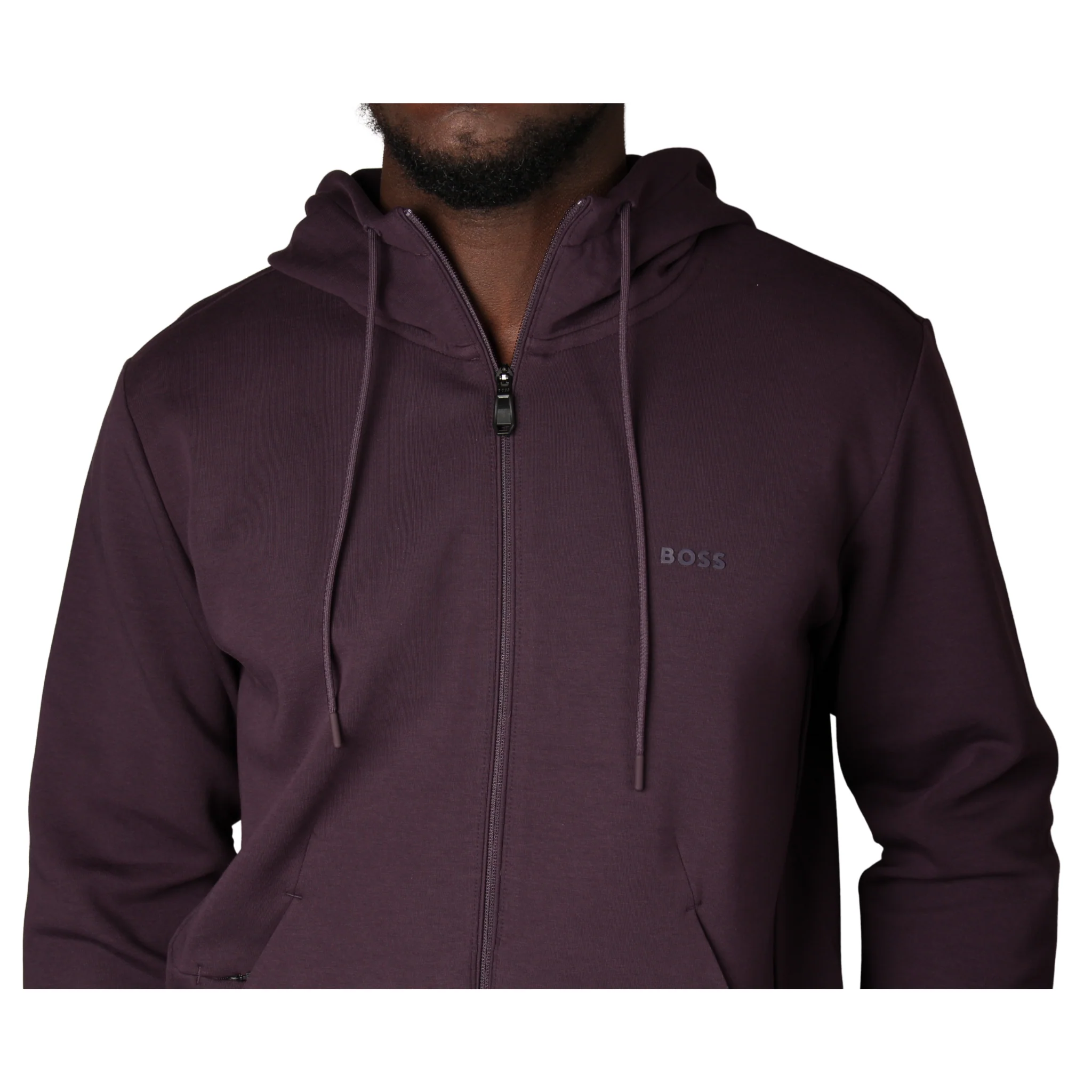Mens BOSS Medium Purple Saggy Zip Through Hoodie - Image 3