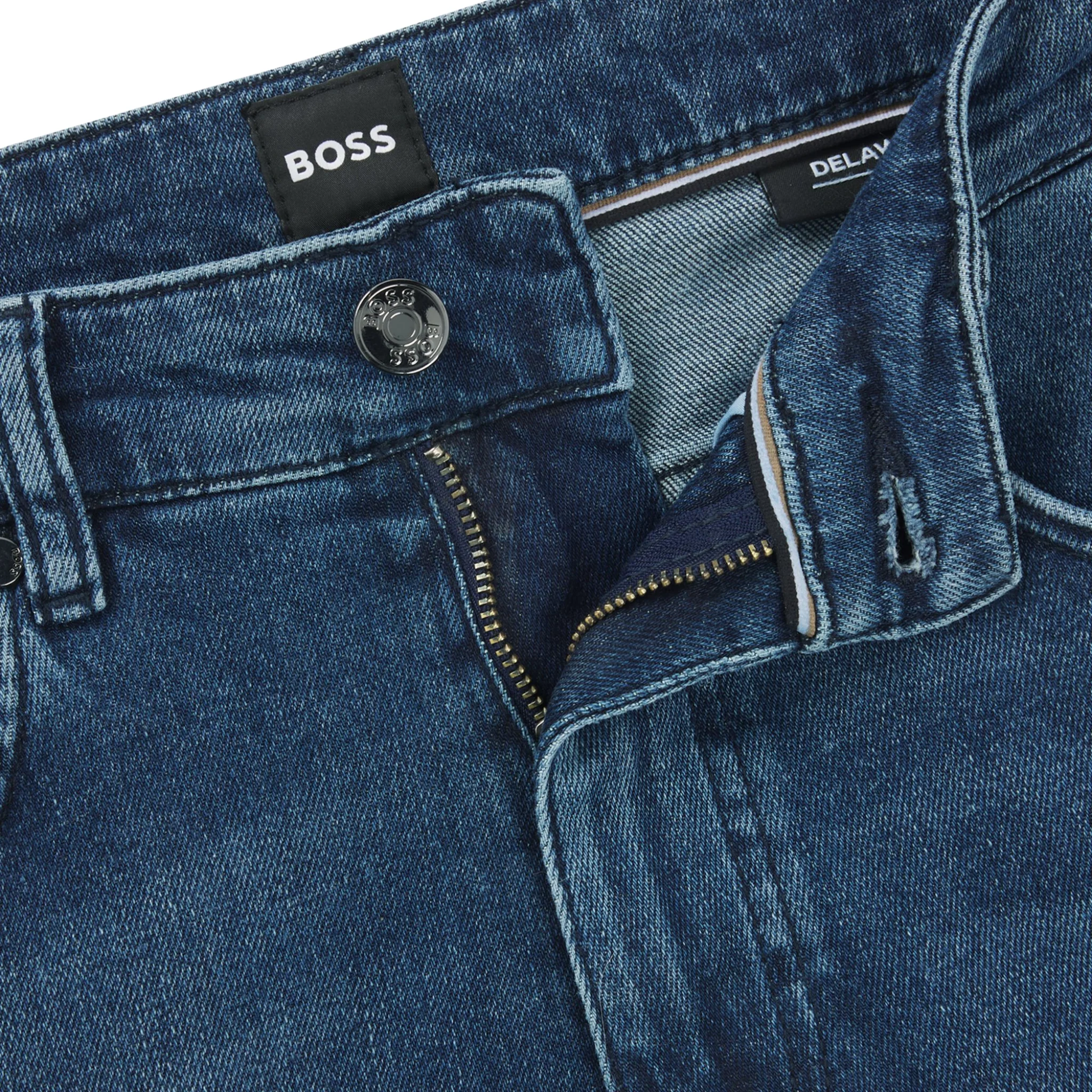 Mens BOSS Mid Blue Wash H-Delaware Slim Fit Jeans - Image 2