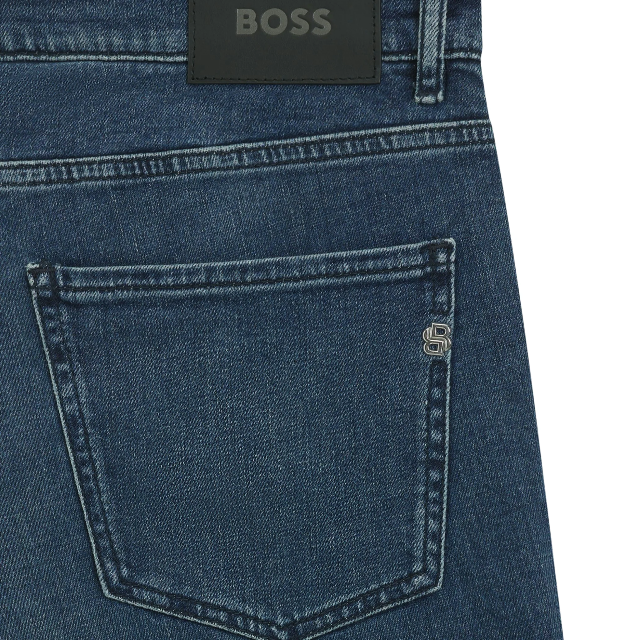 Mens BOSS Mid Blue Wash H-Delaware Slim Fit Jeans - Image 3