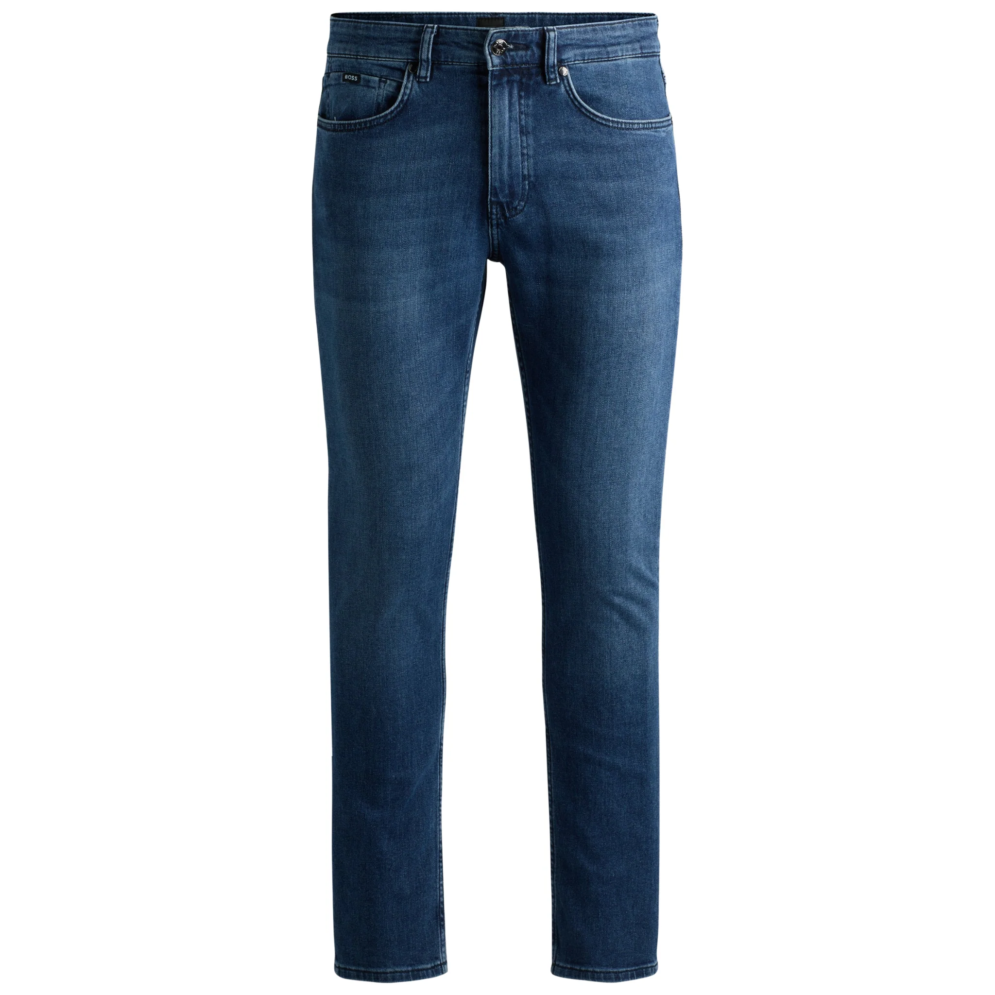 Mens BOSS Mid Blue Wash H-Delaware Slim Fit Jeans - Image 4