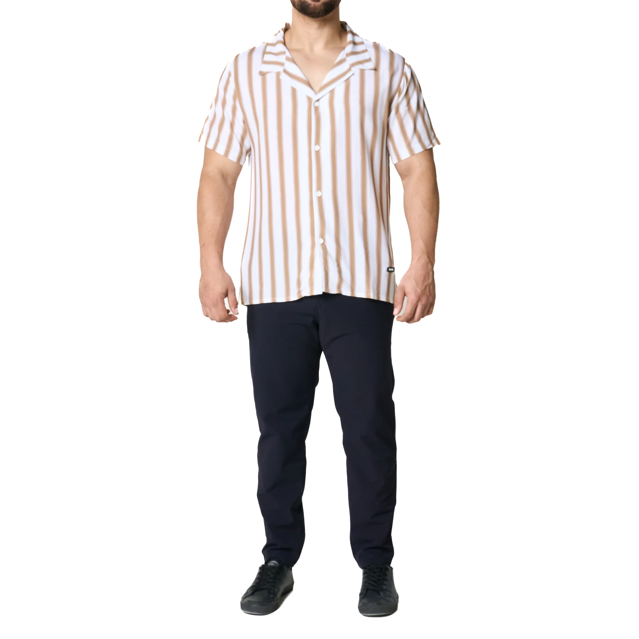 Mens BOSS Natural Stripe Beach Shirt - Image 11