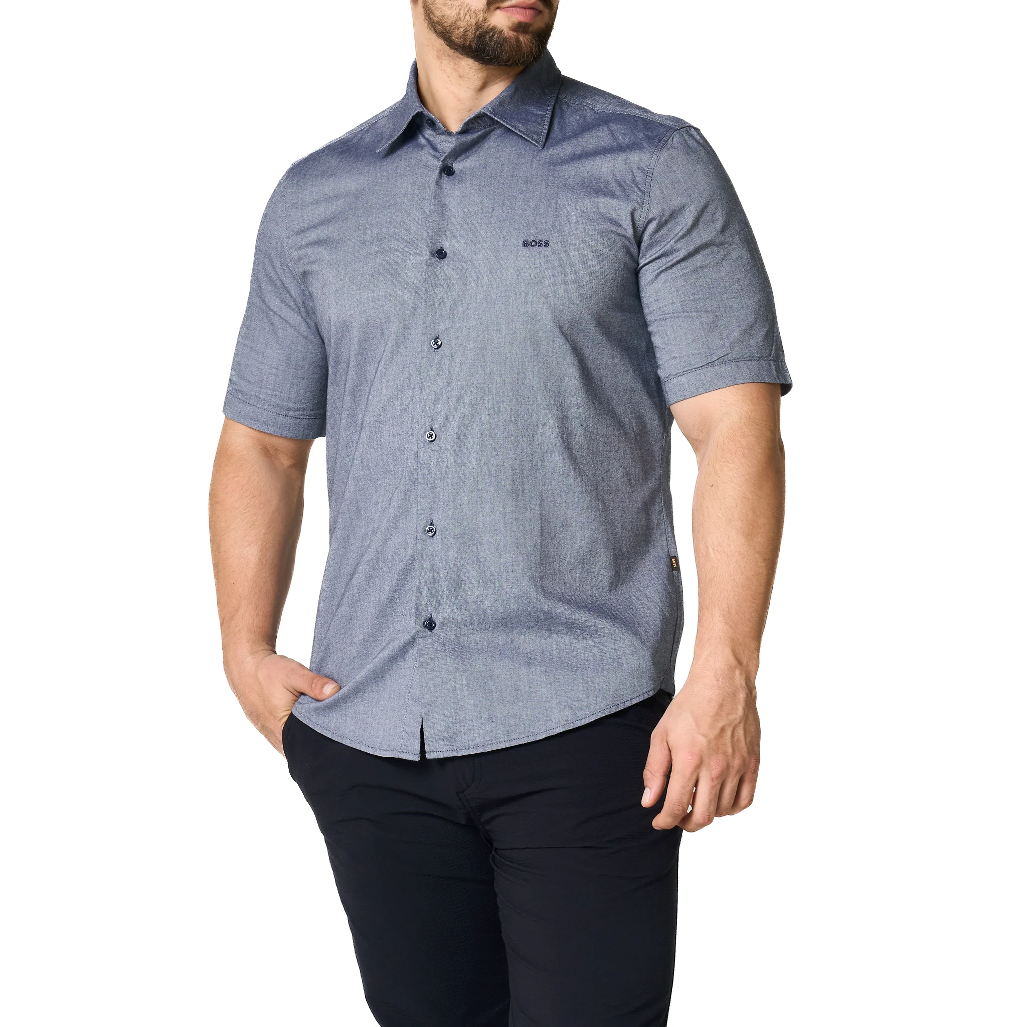 Mens BOSS Navy Rash_2_M S/s Shirt - Image 4