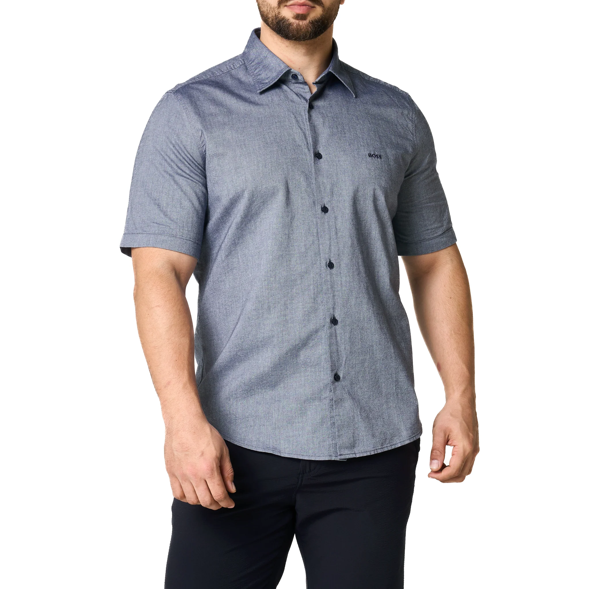 Mens BOSS Navy Rash_2_M S/s Shirt - Image 5